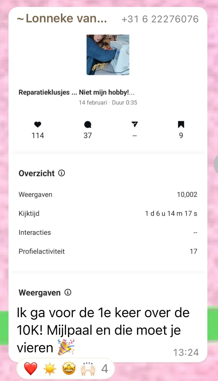 Reel met 10.002 weergaven: Ik ga voor de 1e keer over de 10K!