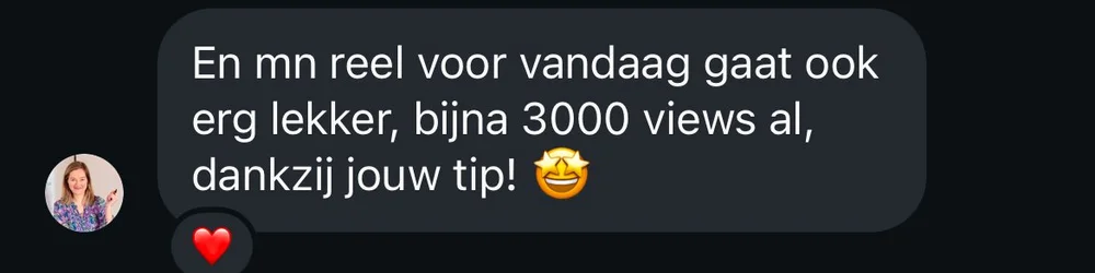 En mn reel voor vandaag gaat ook erg lekker, bijna 3000 views al, dankzij jouw tip!