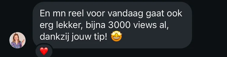 En mn reel voor vandaag gaat ook erg lekker, bijna 3000 views al, dankzij jouw tip!