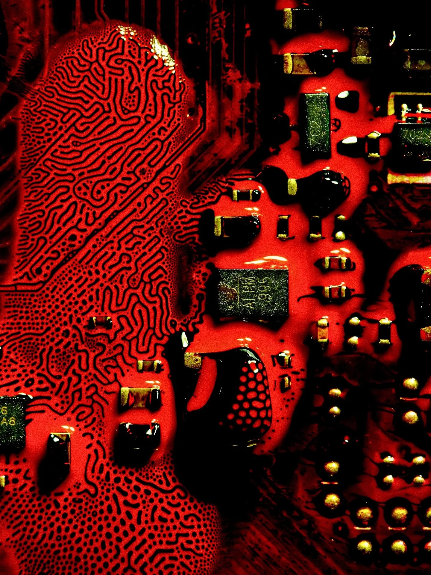 Here&rsquo;s another batch of stills from my latest macro experiments with ferrofluid interacting with recovered PCB boards. These shots were taken directly through the lens &ndash; no CGI, just real liquids responding to magnetic force 🤖 

The circ