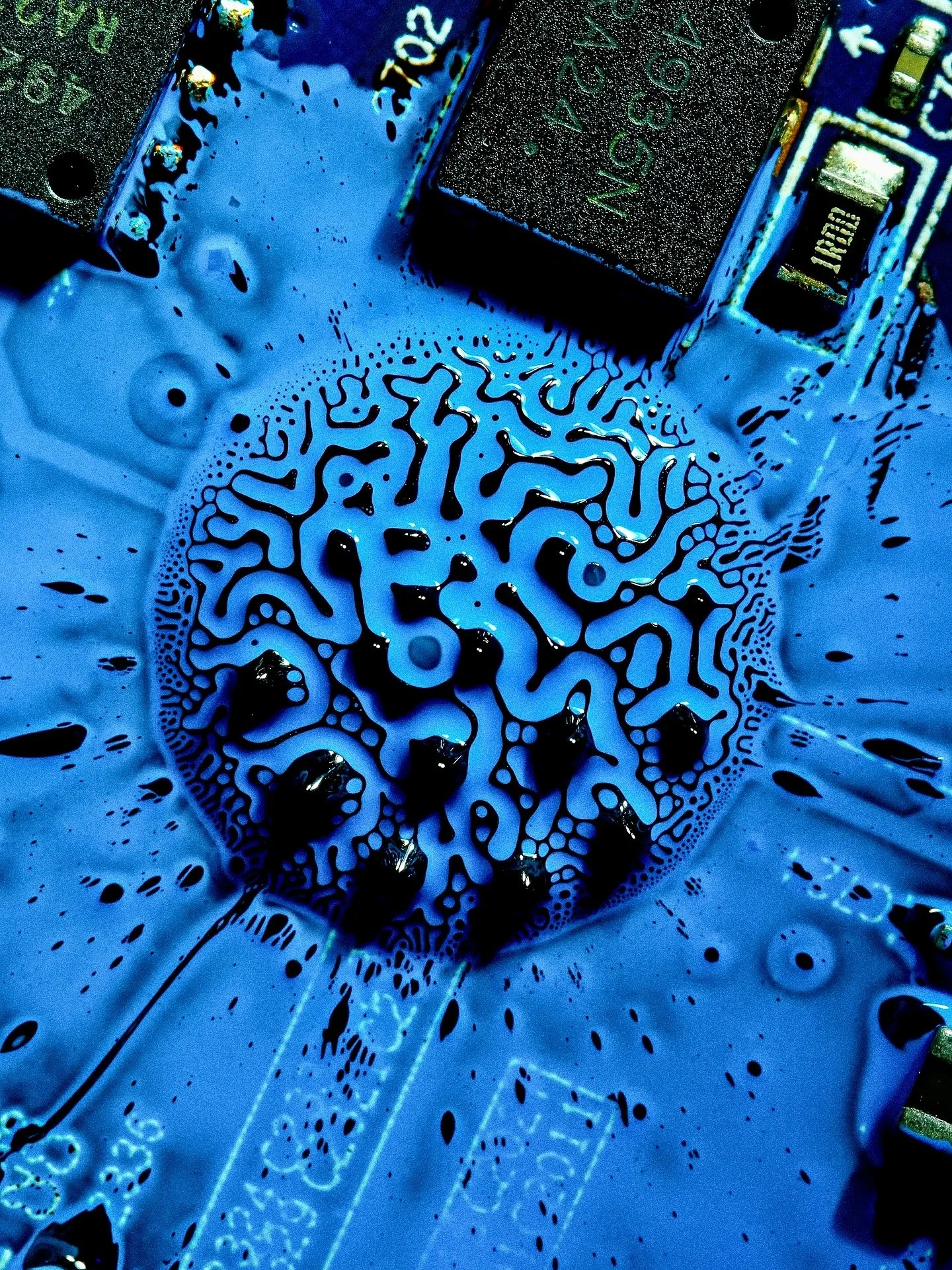 🔵 Here&rsquo;s a new post featuring a series of still frames from my recent recording session for Mindex. As in some of my previous posts, these images capture ferrofluid in motion on PCB boards. This time, I&rsquo;ve also included a few more indust