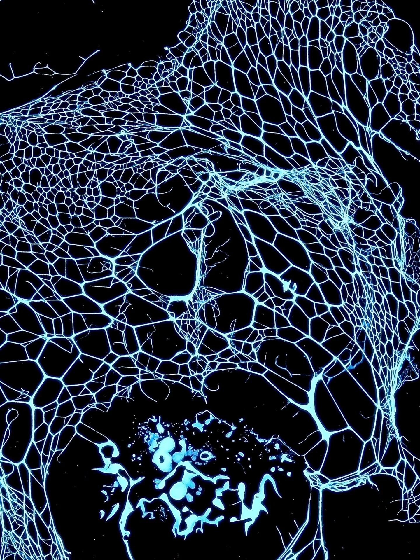 🕸️ A fresh set of macro images along with a couple of short process clips, showing how small formations of white ink develop on a glass surface. Each structure measures roughly 10 mm in real scale, photographed through a macro lens to pick up the fi