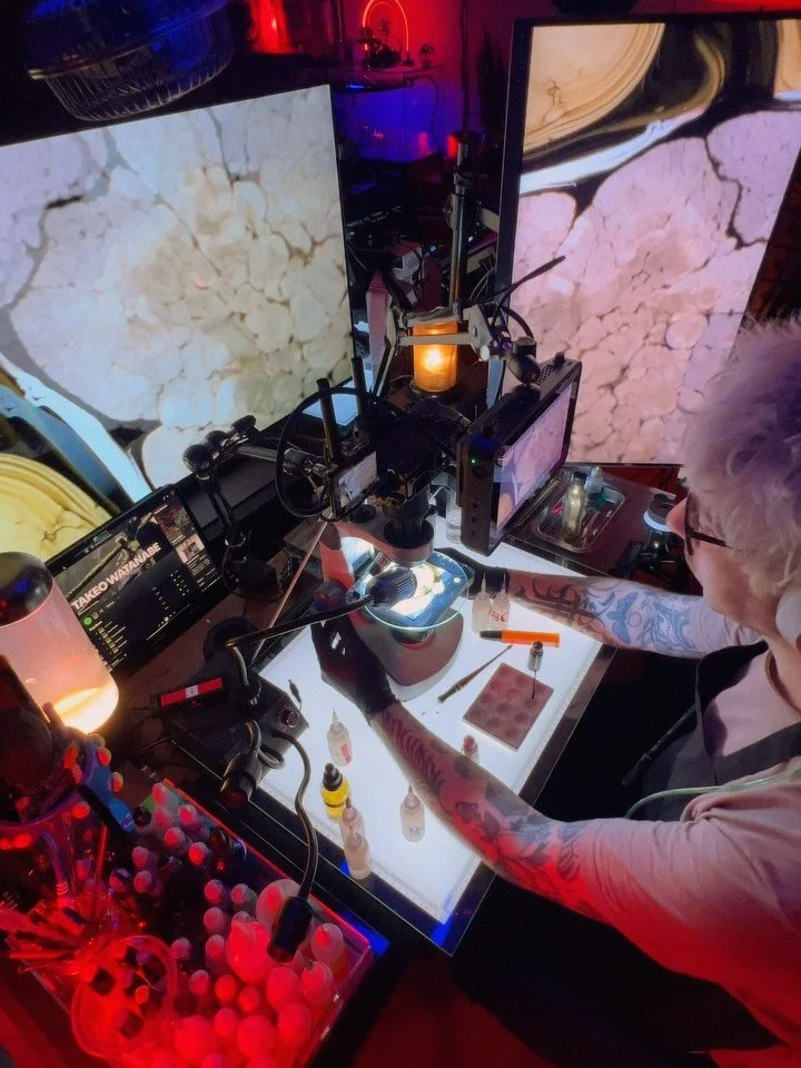 All my work is created using purely analog techniques - no AI, no CGI, just real materials and controlled physical processes.

This post shows a few moments from my studio while building liquid compositions inside a setup designed specifically for th