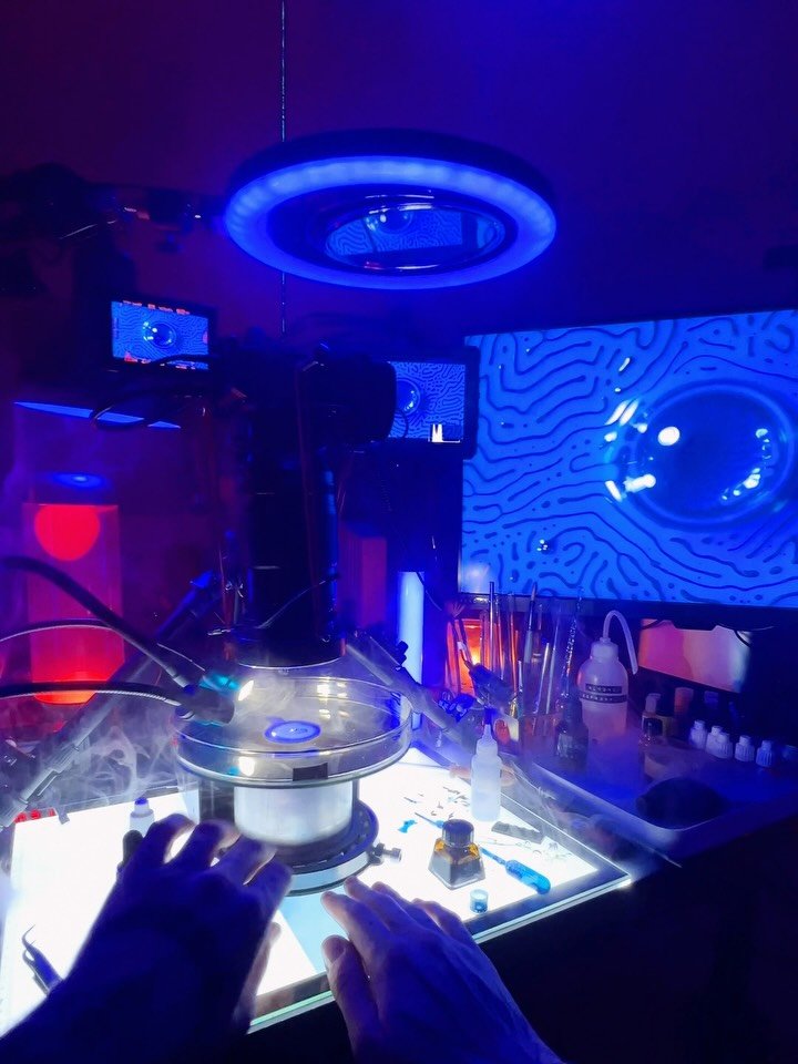 Cosmodernism is built around working with real matter. Instead of simulations or digital rendering, I create visuals by observing how physical substances interact under controlled conditions in my home studio.

The first clip in this post shows a mom
