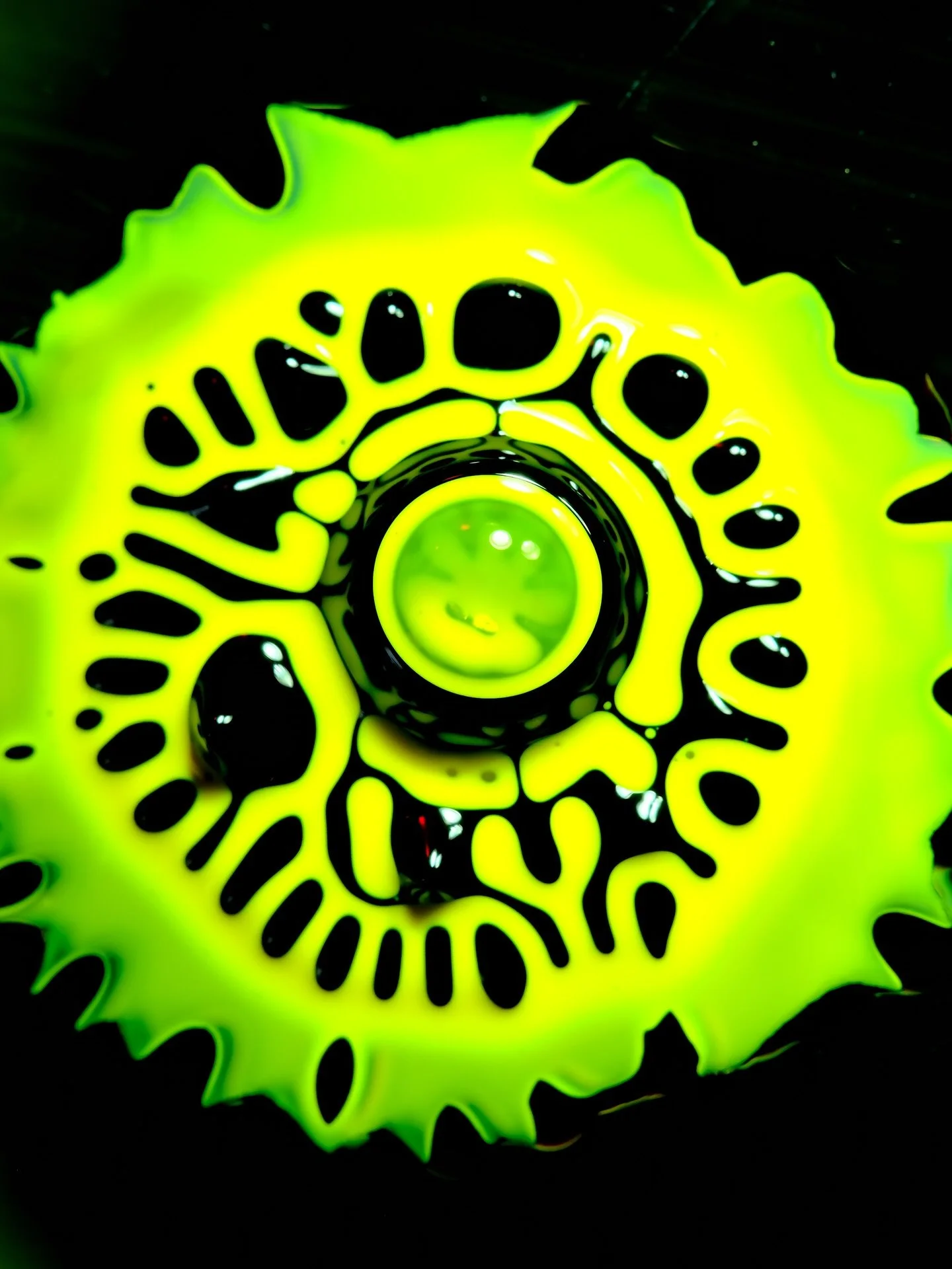 Some recent macro shots of ferrofluid experiments. Controlled with a magnet. Captured with a macro camera, real scale 15mm.