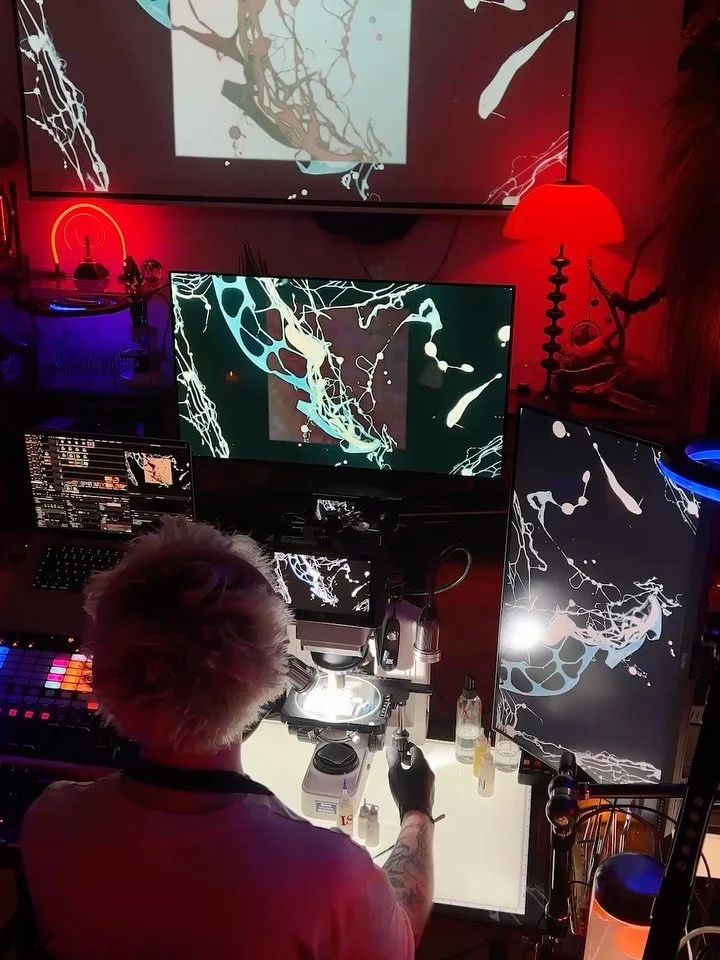 Pōrtall ⚪️ I&rsquo;d like to share a slightly different side of my creative practice today.

The clips in this post show me performing live visual manipulations using a microscope camera and Resolume Arena. Tiny structures observed at a scale of arou