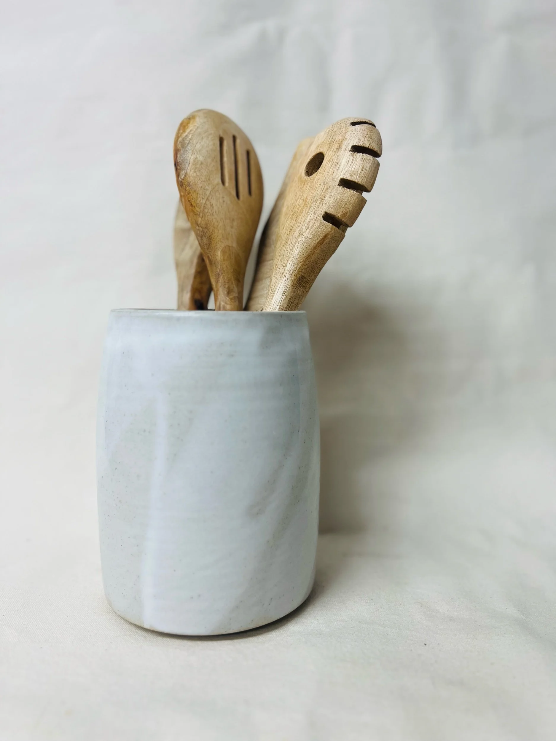 Handmade utensil holder, made in Scotland. Handmade kitchen storage. Modern rustic kitchen decor. Handmade pottery, Scotland.