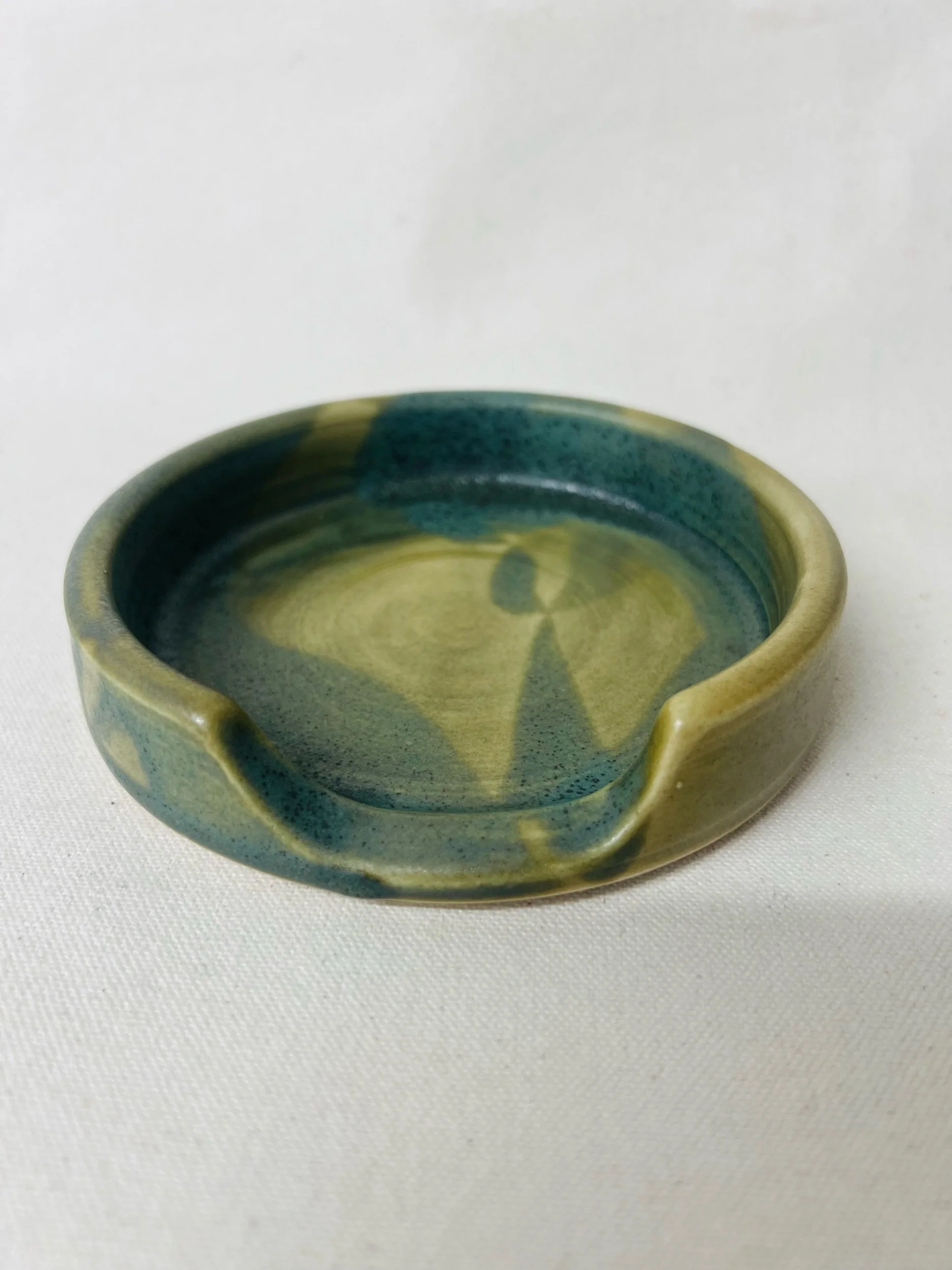 Handmade ceramic stoneware spoon rest. Modern rustic pottery made in scotland