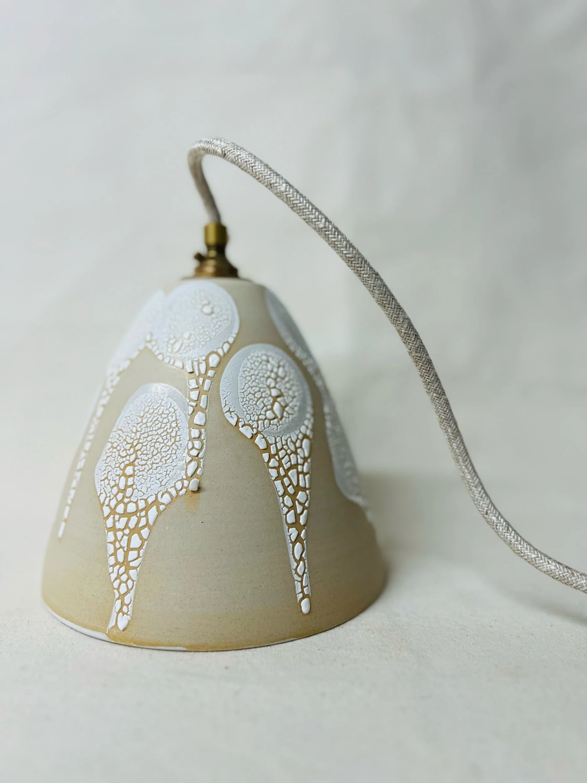 Handmade ceramic pendant light. Modern rustic pottery made in scotland