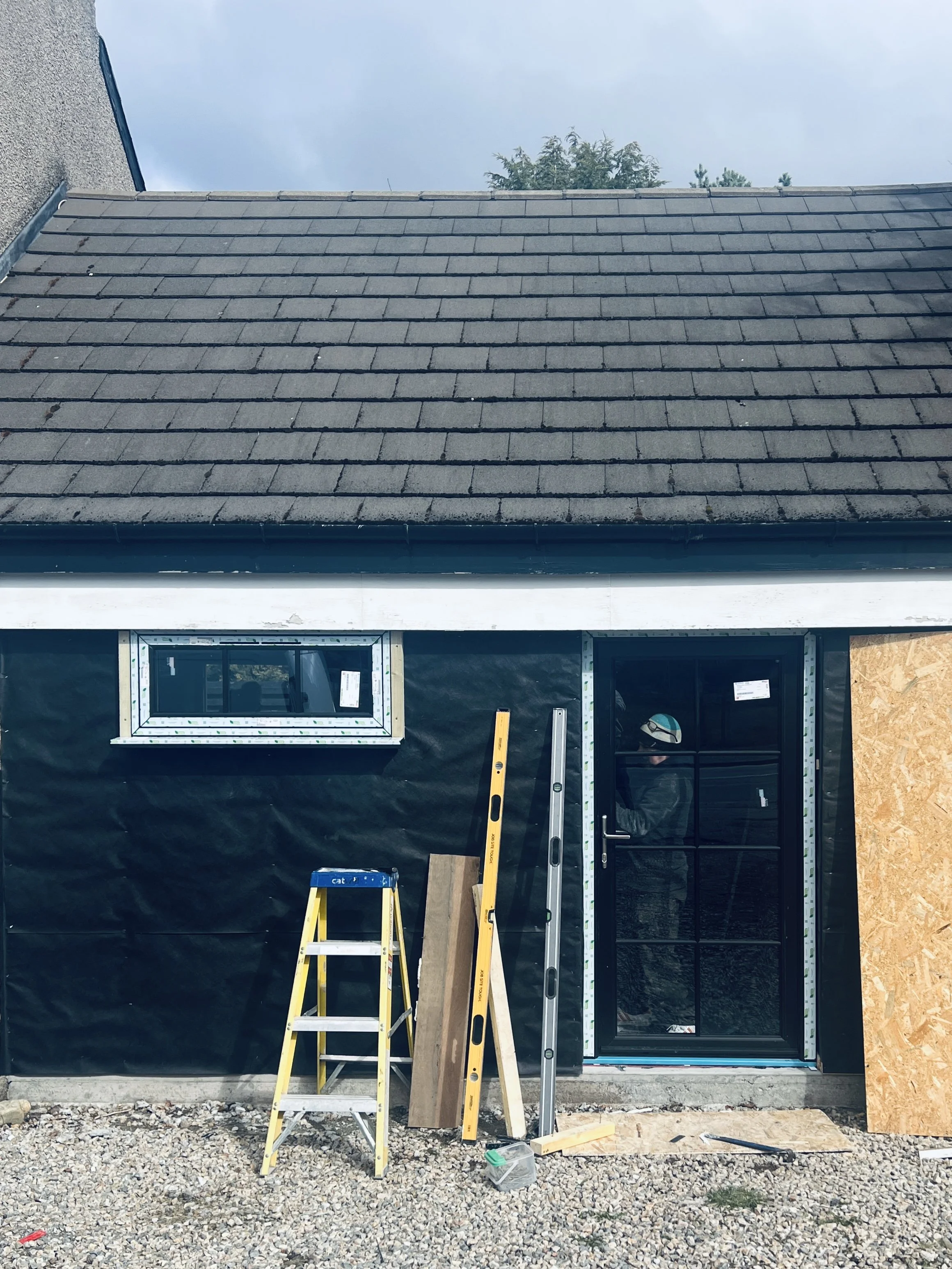 Double garage being converted into a pottery studio at a home in Carrbridge