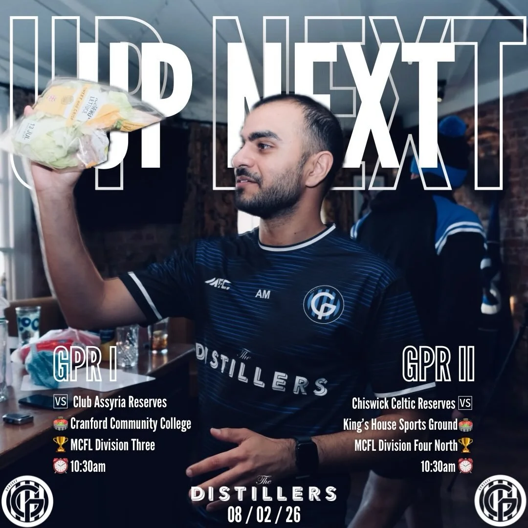 Two huge games this weekend! 💪

It&rsquo;s a WLOF as GPR II make the short trip across Chiswick to face Chiswick Celtic Reserves and GPR I face fellow title chasers Club Assyria Reserves.

#UTFS 🥗