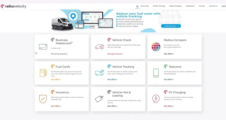 Radius Kinesis homepage