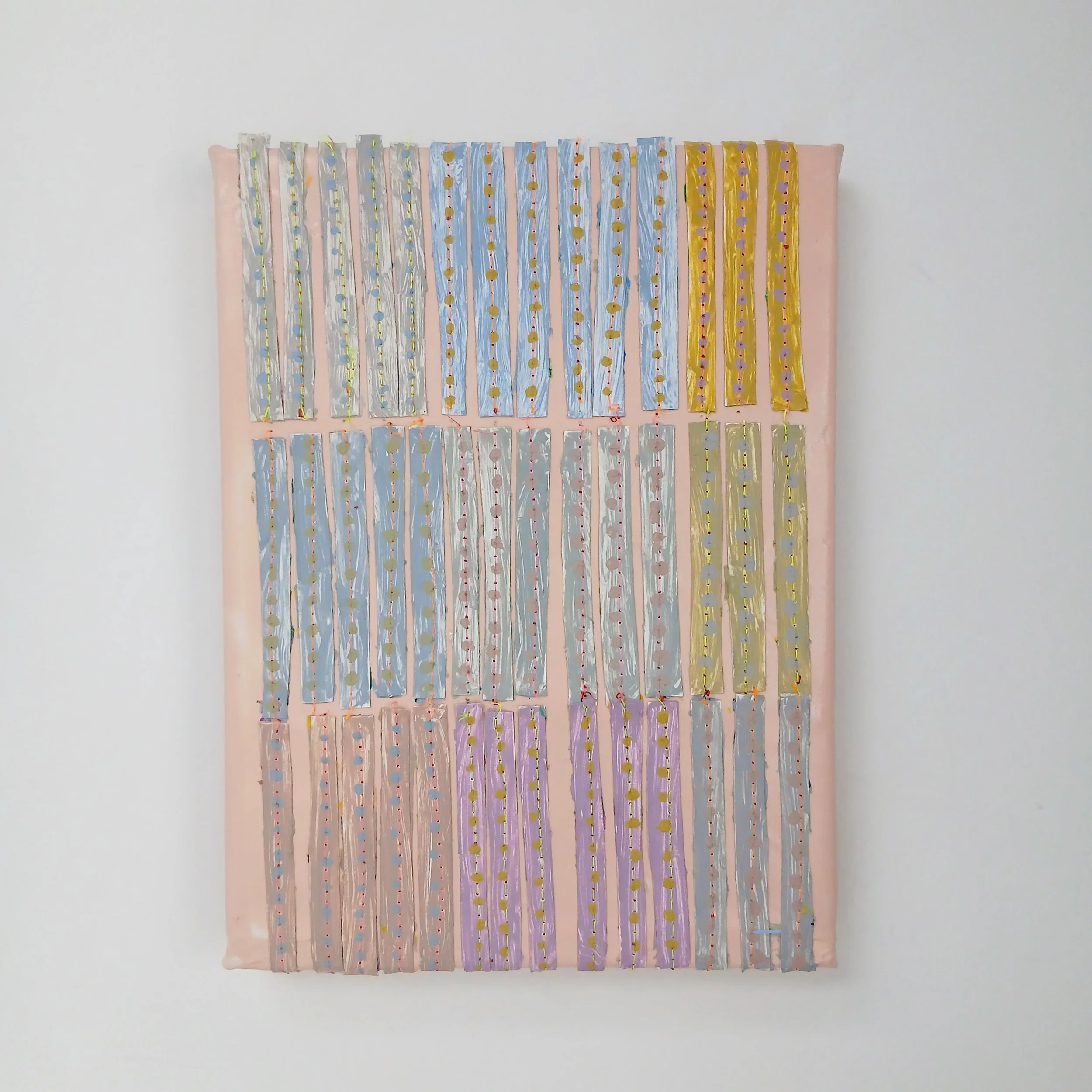 Strips 12, 2026, acrylic on canvas strips stitched onto canvas, 24 x 18 cms, £269.00 Annette Treacy.jpg