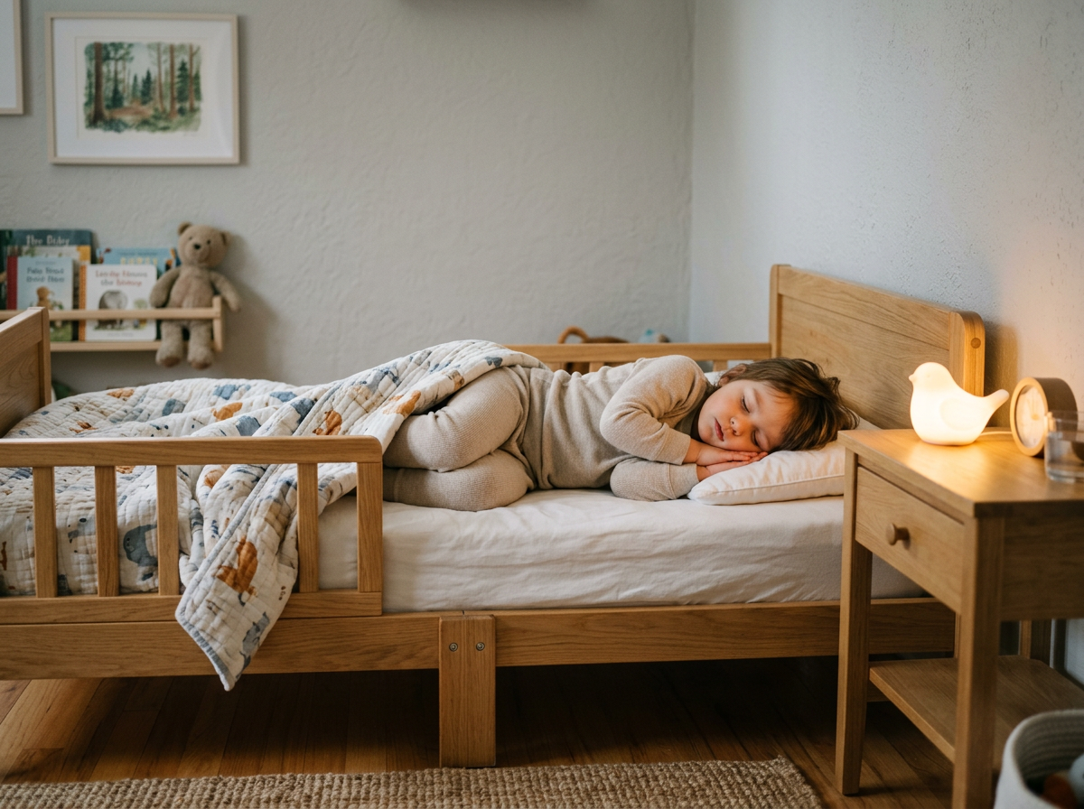 Three year old sleeping peacefully after an appropriately timed bedtime
