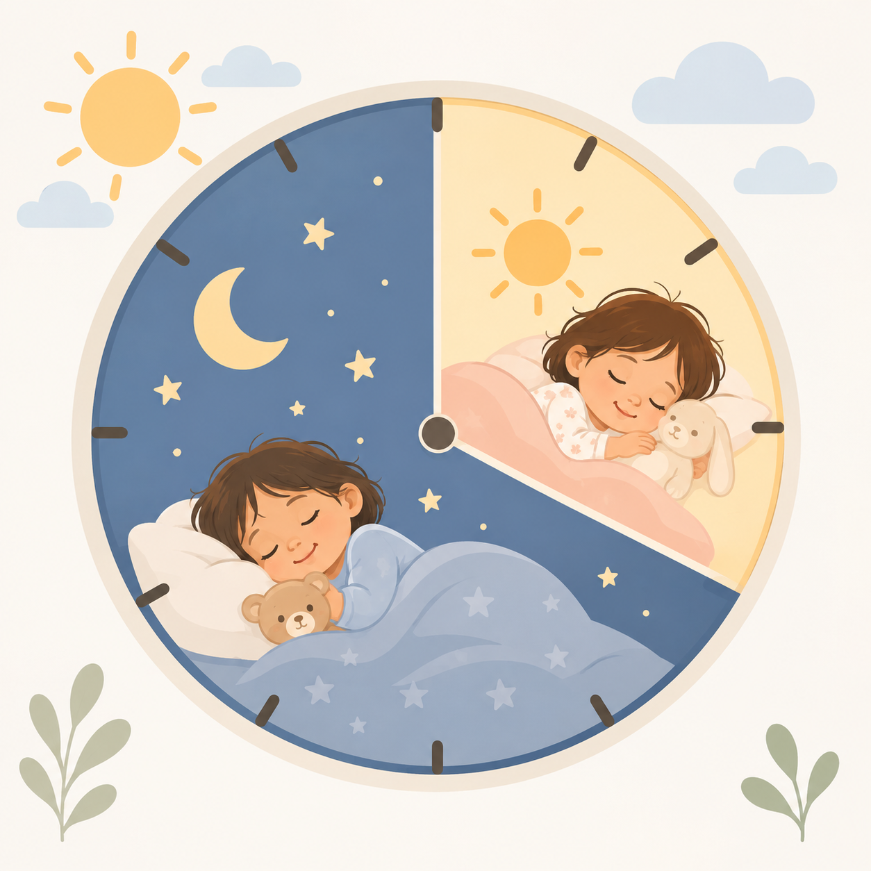 Breakdown of nighttime sleep and nap hours for a 2 year old