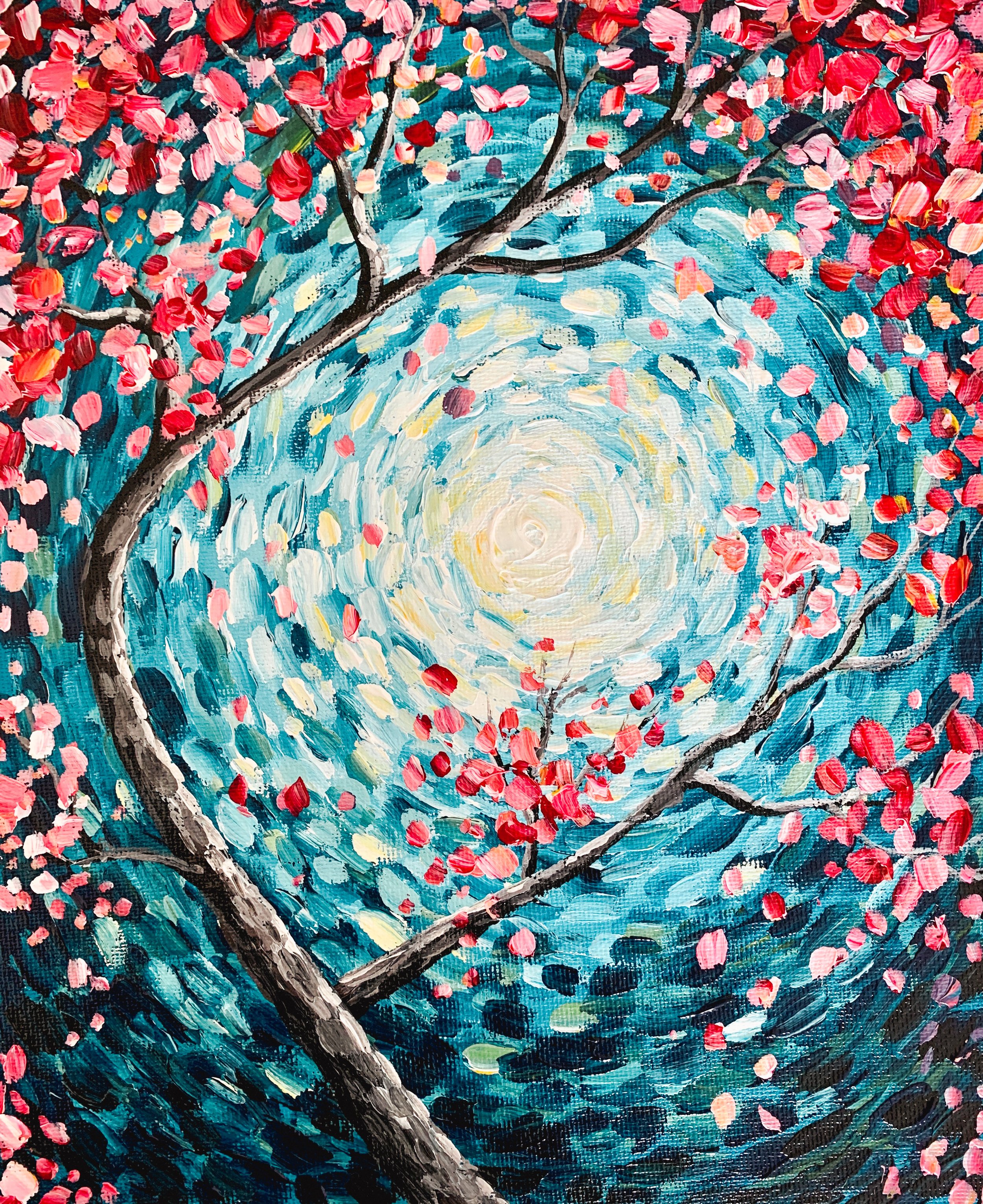 Cherry Blossom | Loose Acrylic Painting