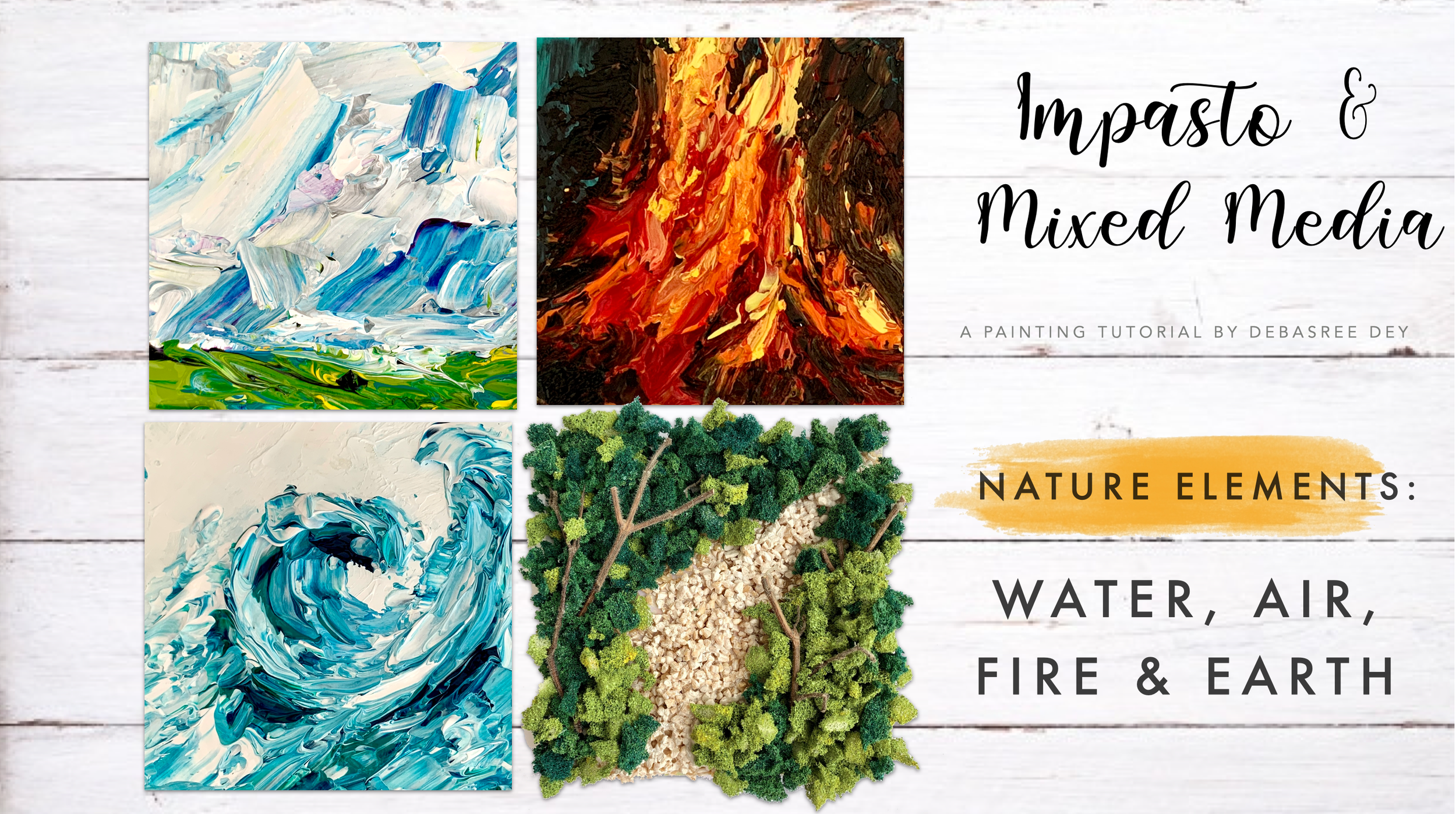 elements of nature - fire water air earth painting