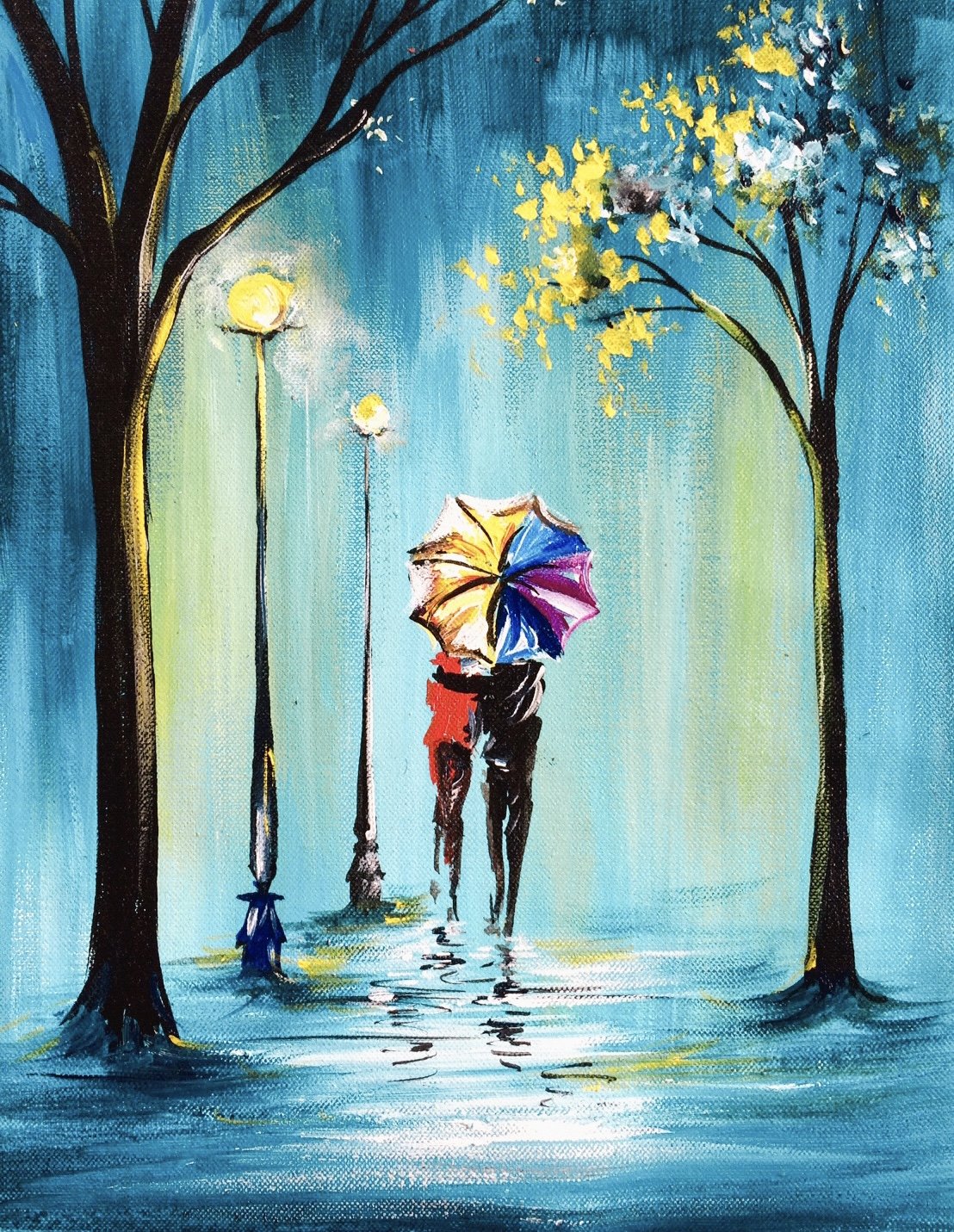 Monsoon Love Walk | Acrylic Painting
