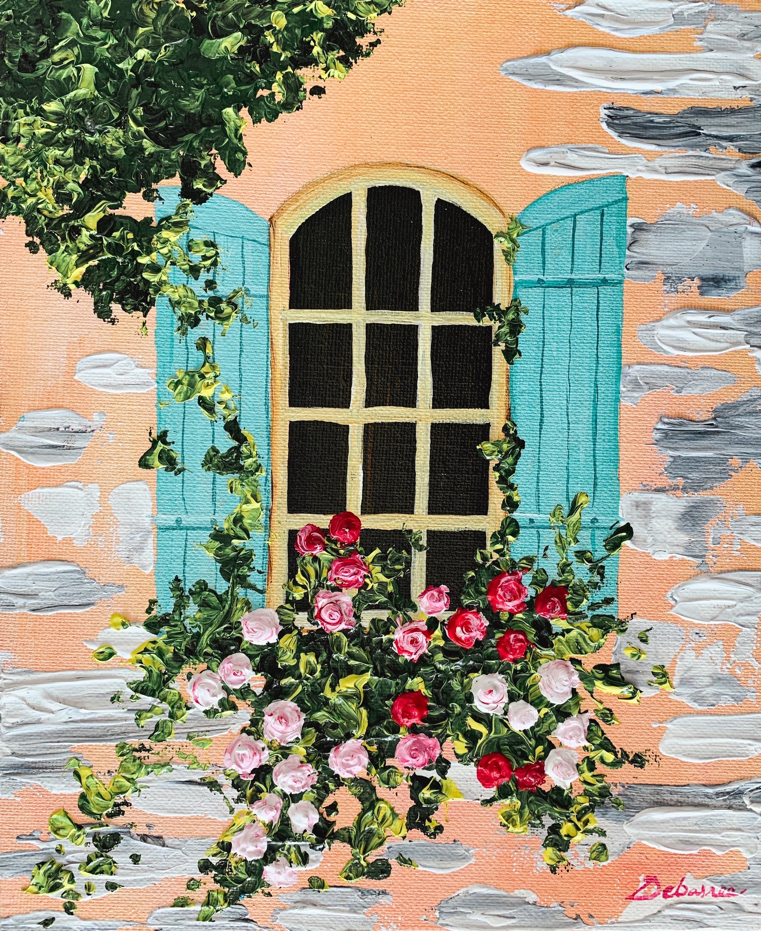 Flowers in Window | Knife Painting