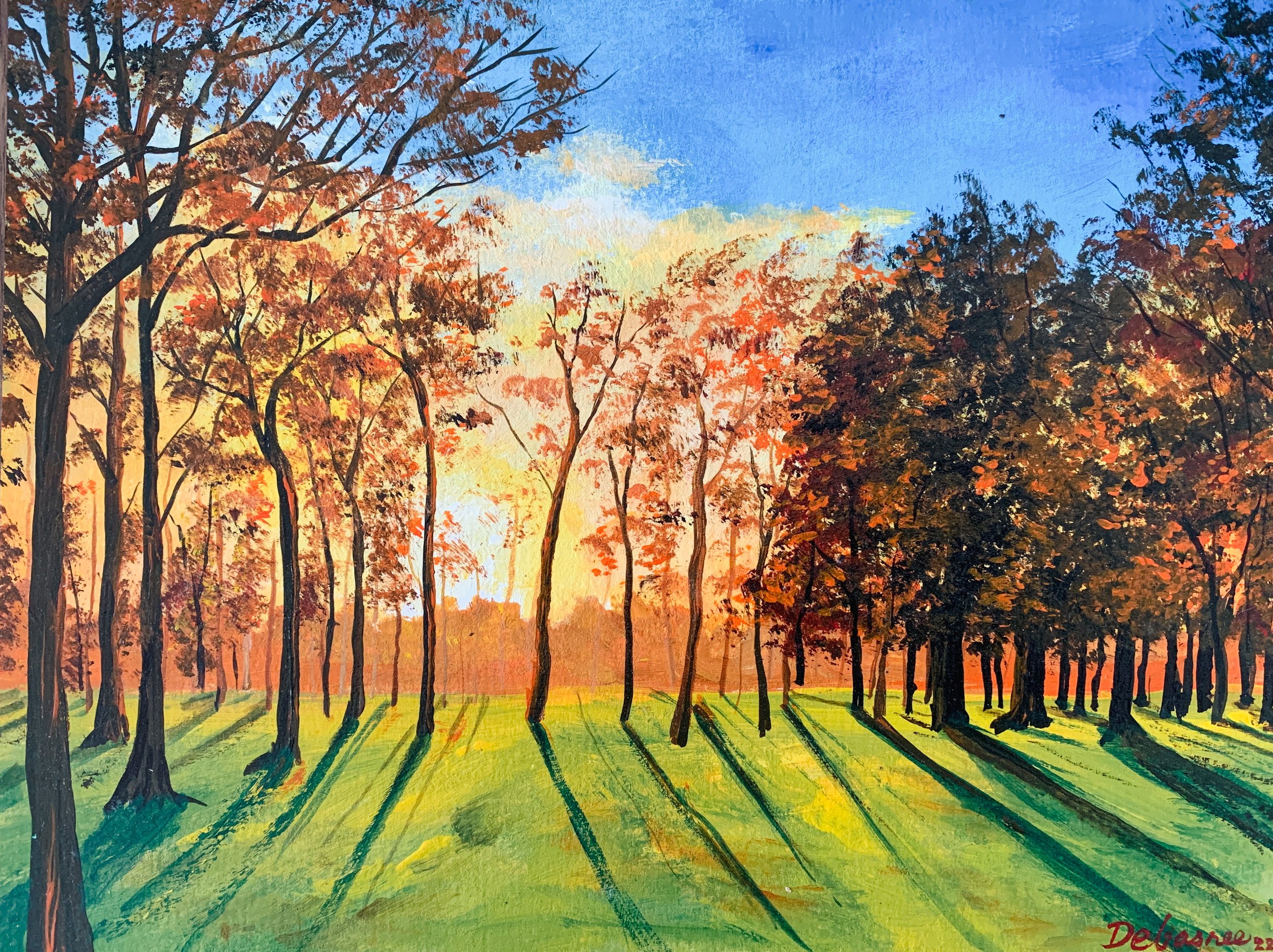 Sunrise in Park | Acrylic Painting