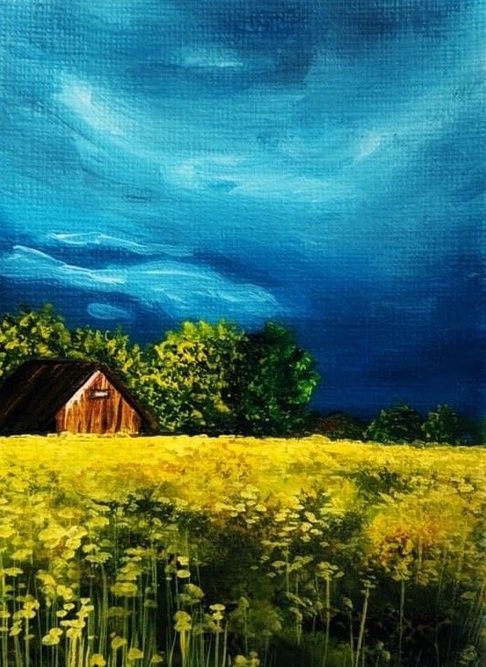 Blue Green Landscape | Acrylic Painting