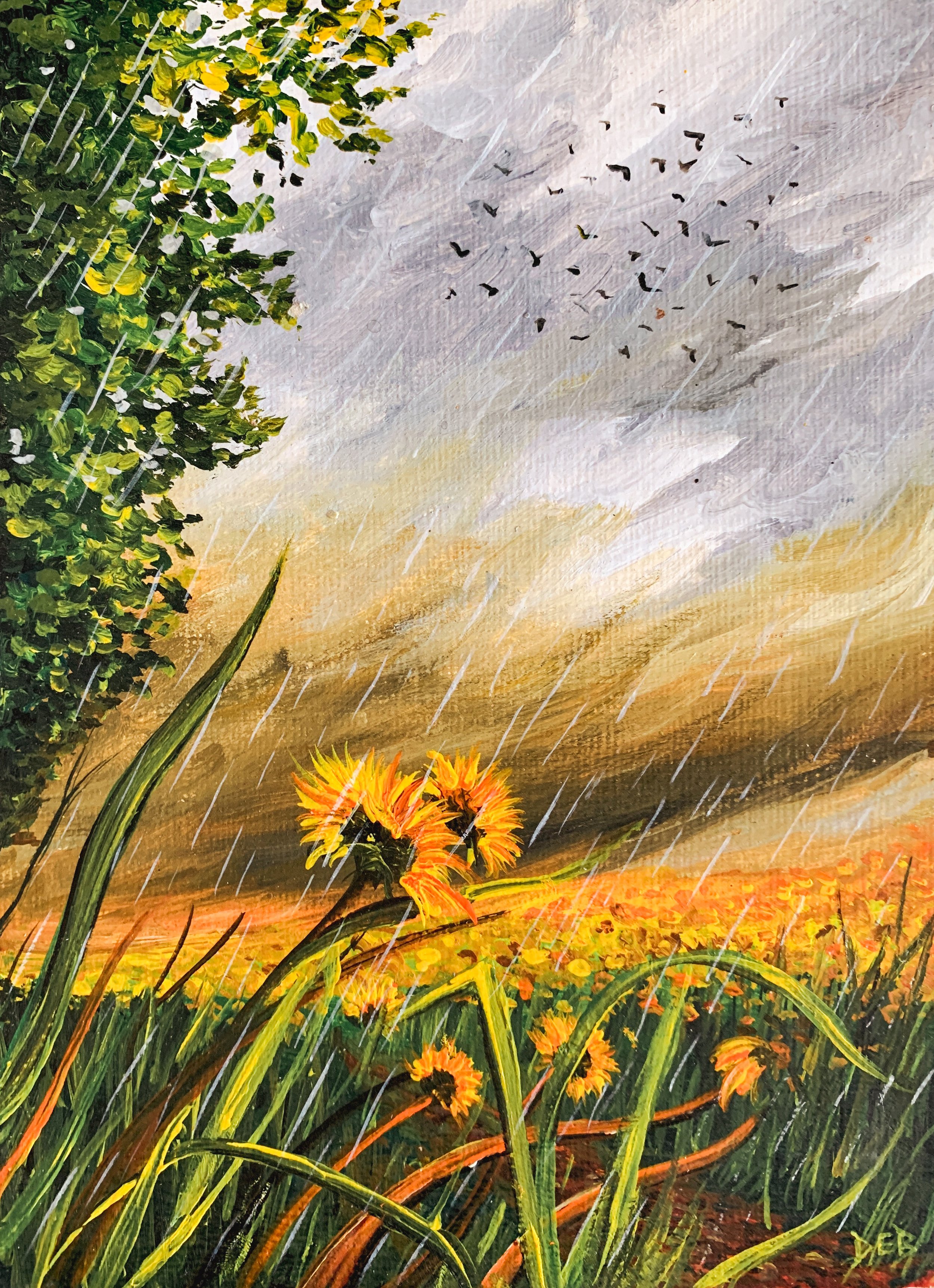 Monsoon Sunflowers | Acrylic Painting