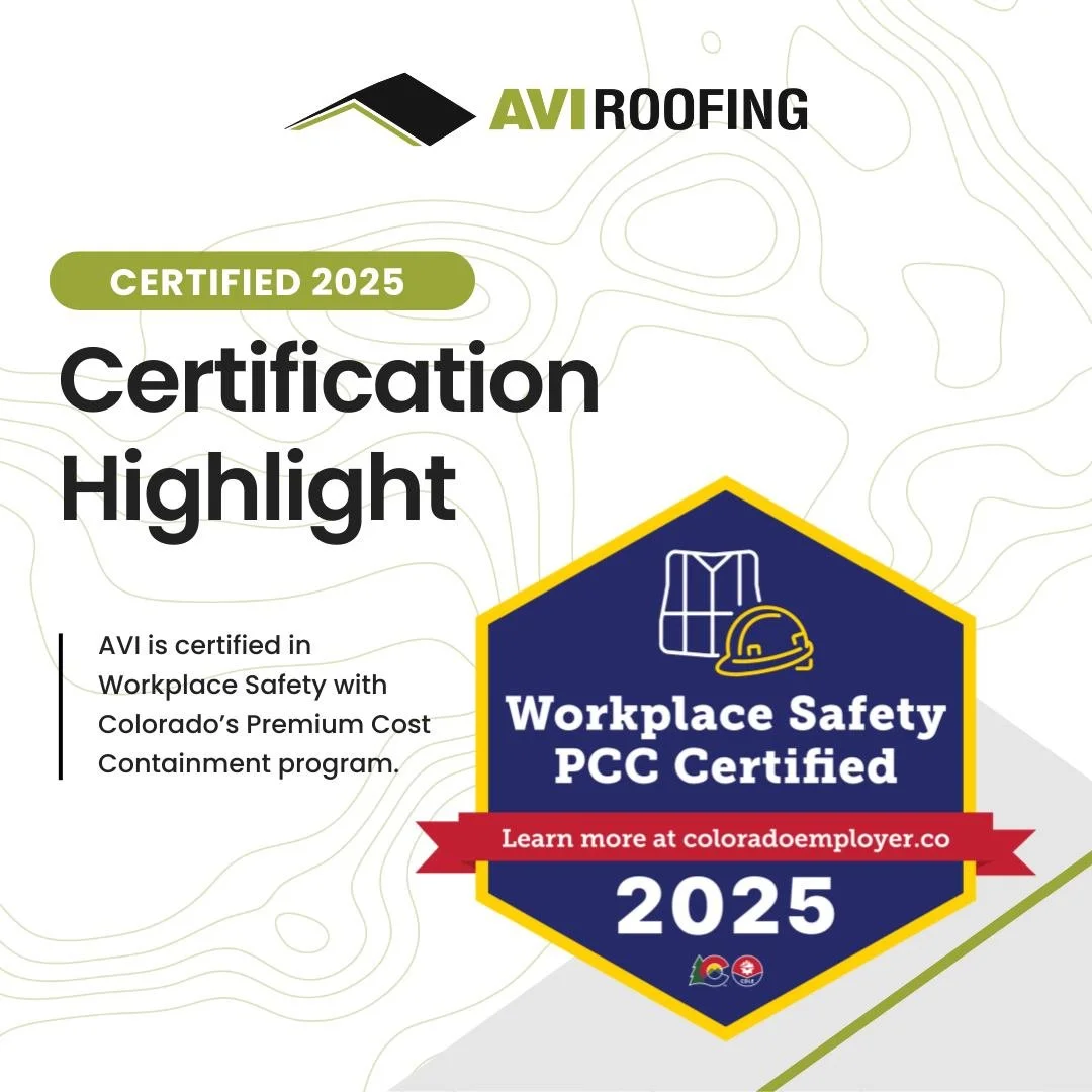 AVI Roofing is certified in Workplace Safety. When looking for a roofer, it's important to be sure that you find someone who is reliable and follows all of the safety laws and guidelines in place to protect you and your home.

If you have questions a