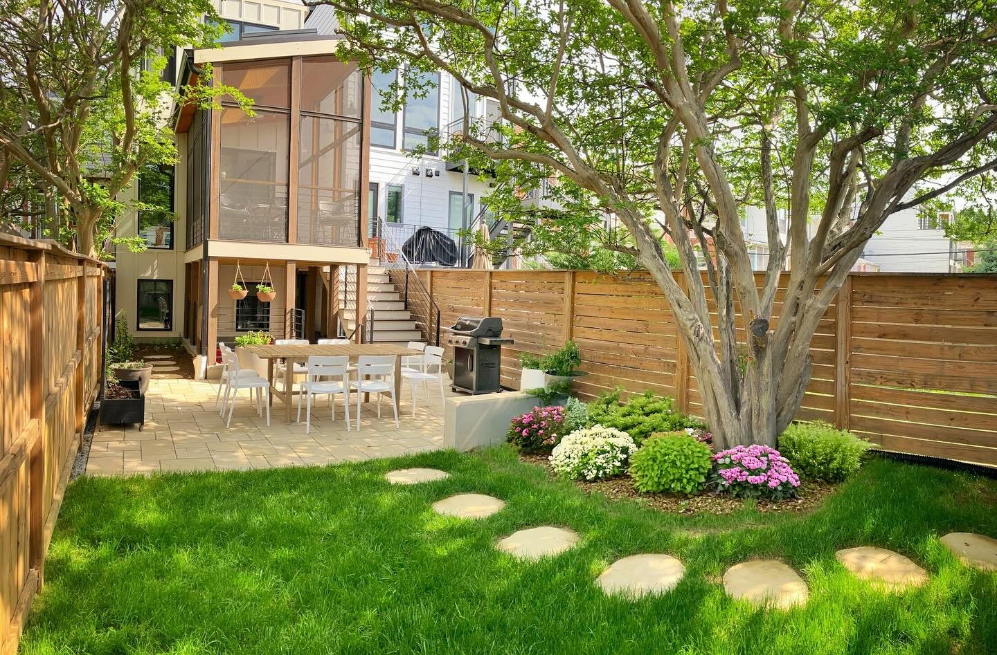 Rarely does a finished product closely resemble the original design. These back/front yards came together so well. And just in time for great weather. #landscapedesign #backyard #gardendesign #patio #outdoordesign #rockgarden