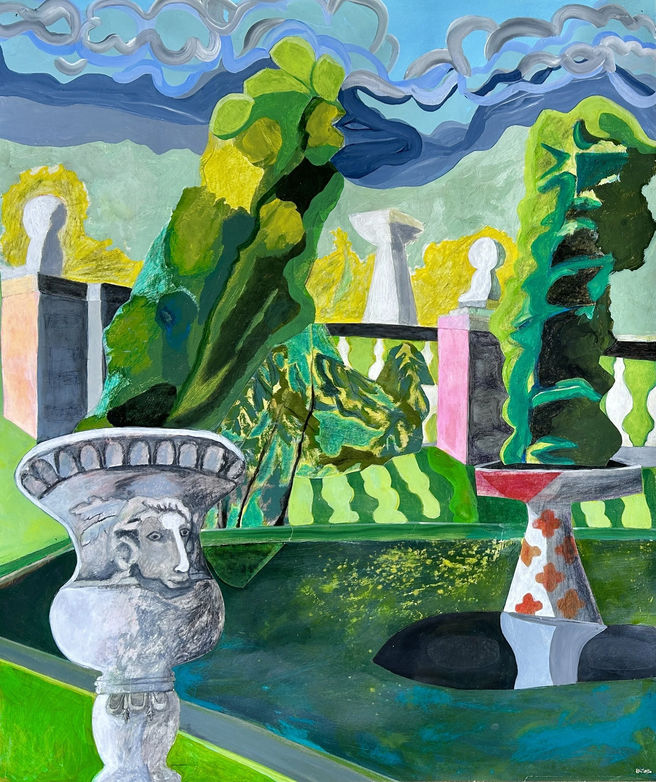 Rebellion, 2025, oil, acrylic, pencil, ball point pen, paper on paper, 29 1/2 x 23 1/2 in