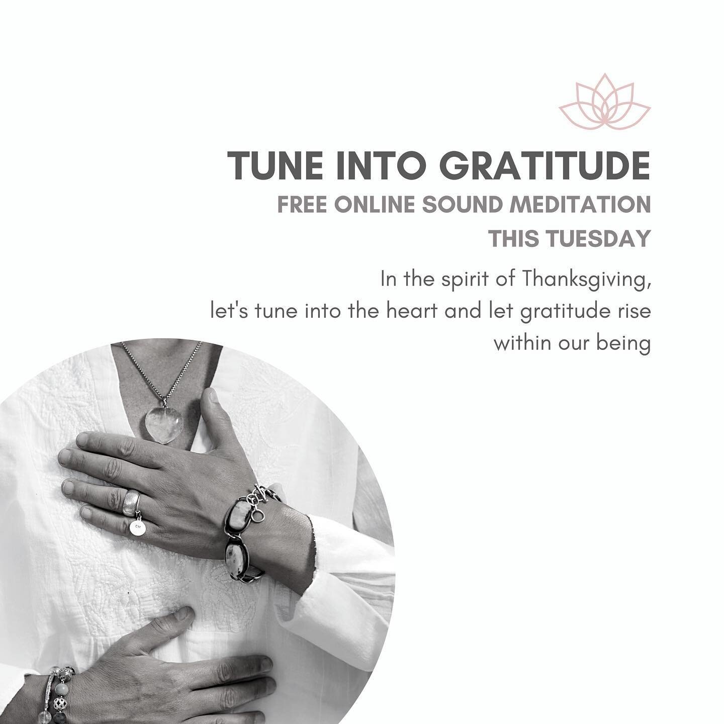It&rsquo;s one thing to SAY we are grateful, it&rsquo;s another thing to BE it! Tune in with me this Tuesday on Zoom for a free gratitude sound meditation in the spirit of Thanksgiving! Register for FREE in the link in my bio!
&bull;
&bull;
&bull;
#f