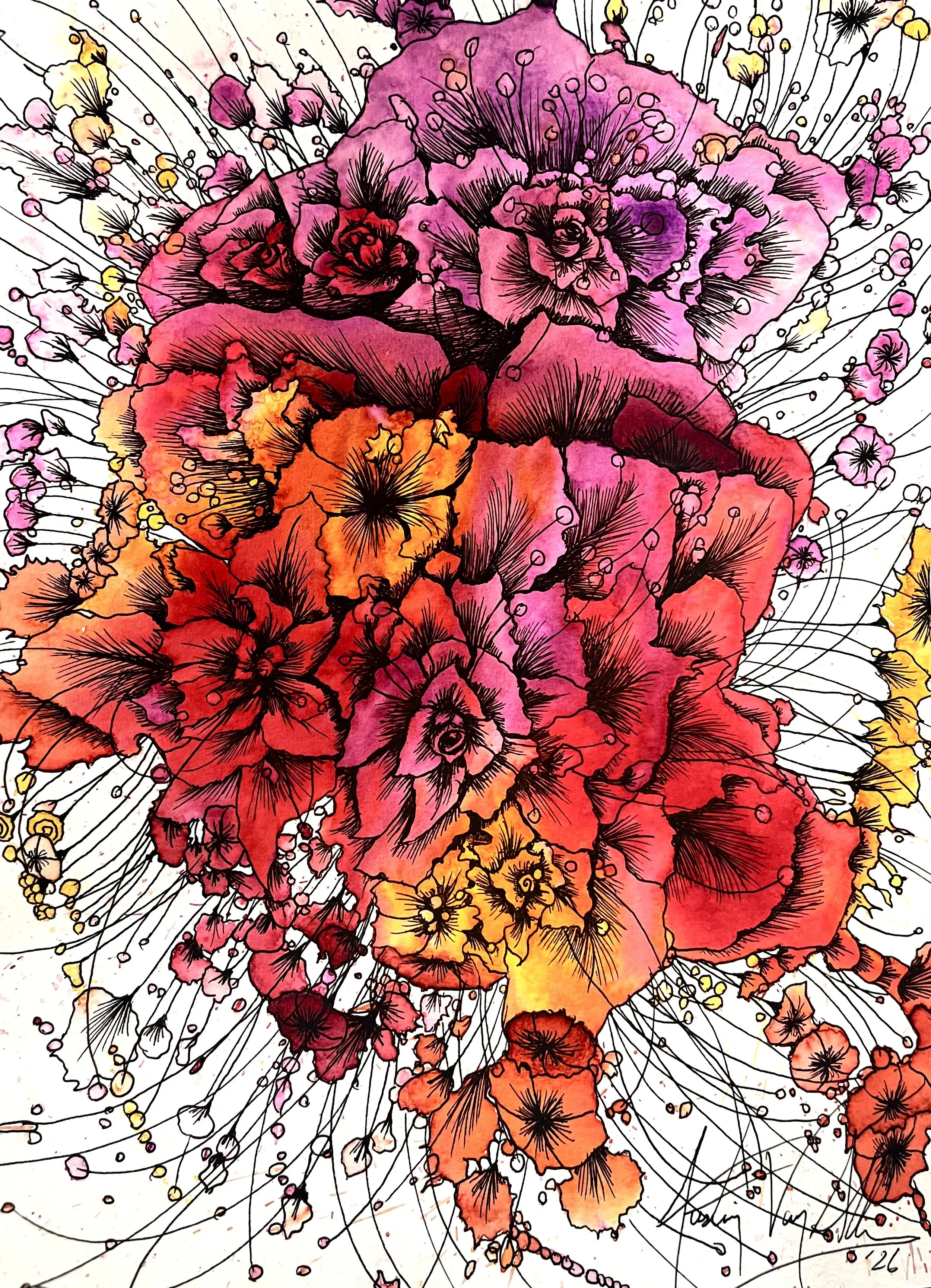 Glow. 8.5×11 in. Liquid Watercolor & Ink.
