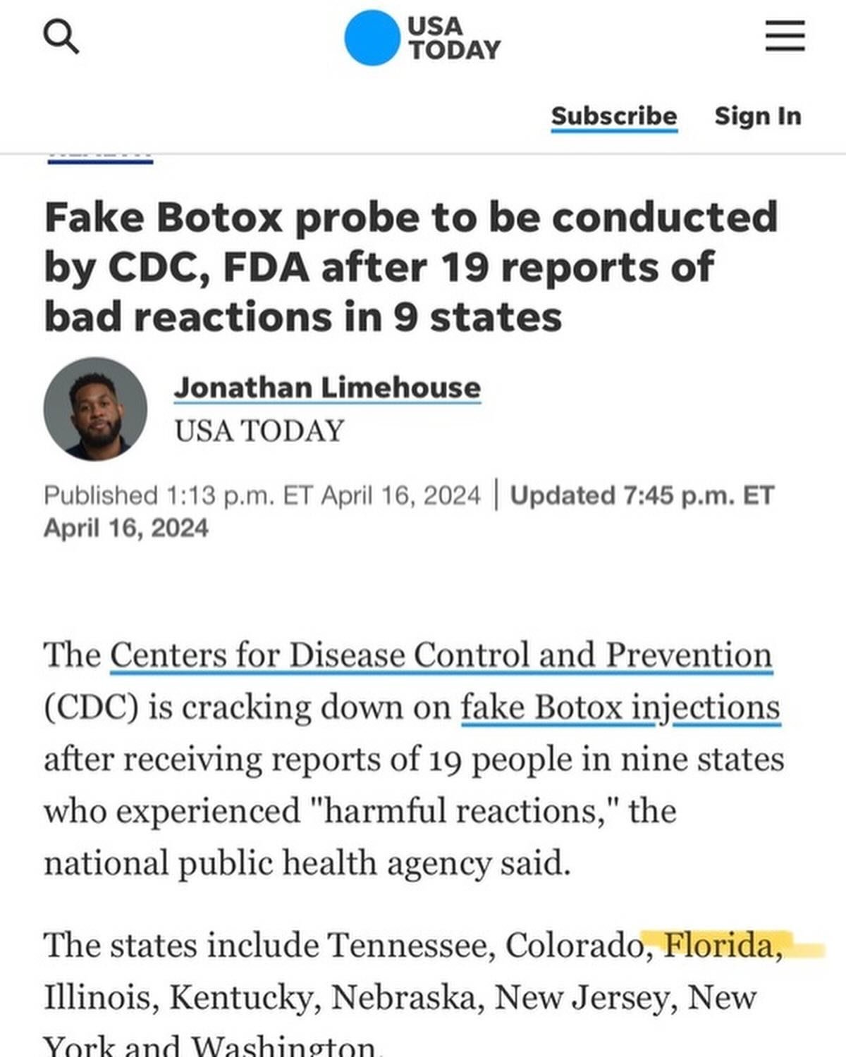 The recent CDC warning about fake Botox circulating in Florida underscores the dangers of unregulated cosmetic procedures. Counterfeit products not only fail to deliver the promised results but can also pose serious health risks. Injecting substances