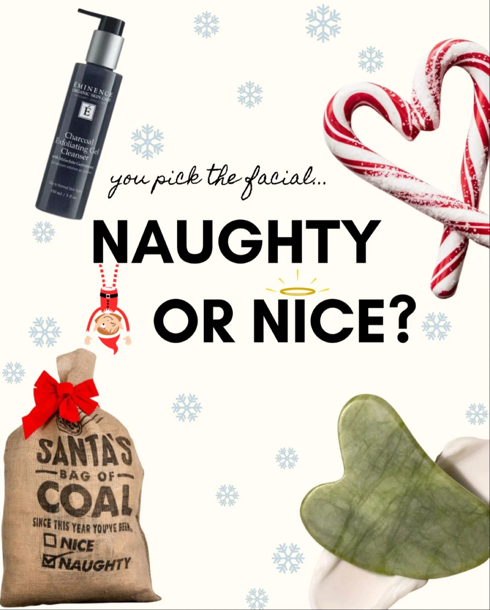 NAUGHTY ❤️&amp;zwj;🔥 

Exfoliating charcoal cleanser 
Kombucha micrbiome toner
Stonecrop oxygenating fizz scrub
Light extractions 
Purified activated charcoal jelly mask 
Facial massage 
Neck and shoulder hot stones 
Arm and hand massage with peppermint