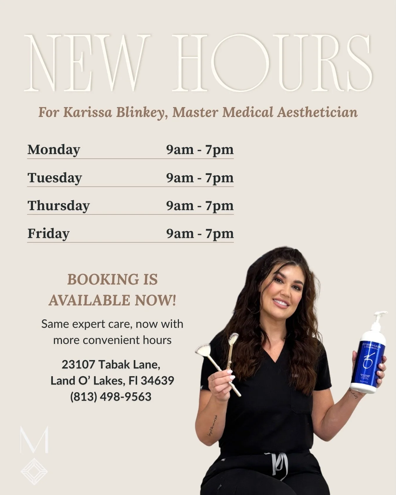 More availability is here for our Master medical Aesthetician, Karissa Blinkey 🤍

Karissa has officially opened up additional appointment times to give you more flexibility when booking. Whether you need a quick refresh or a full treatment, it&rsquo