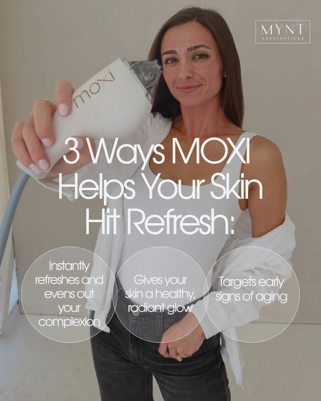 Smooth, radiant, glowing skin? Yes please ✨ 
MOXI helps improve tone, texture, and overall skin appearance while targeting early signs of aging. The result: refreshed, luminous skin that looks as good as it feels 💫