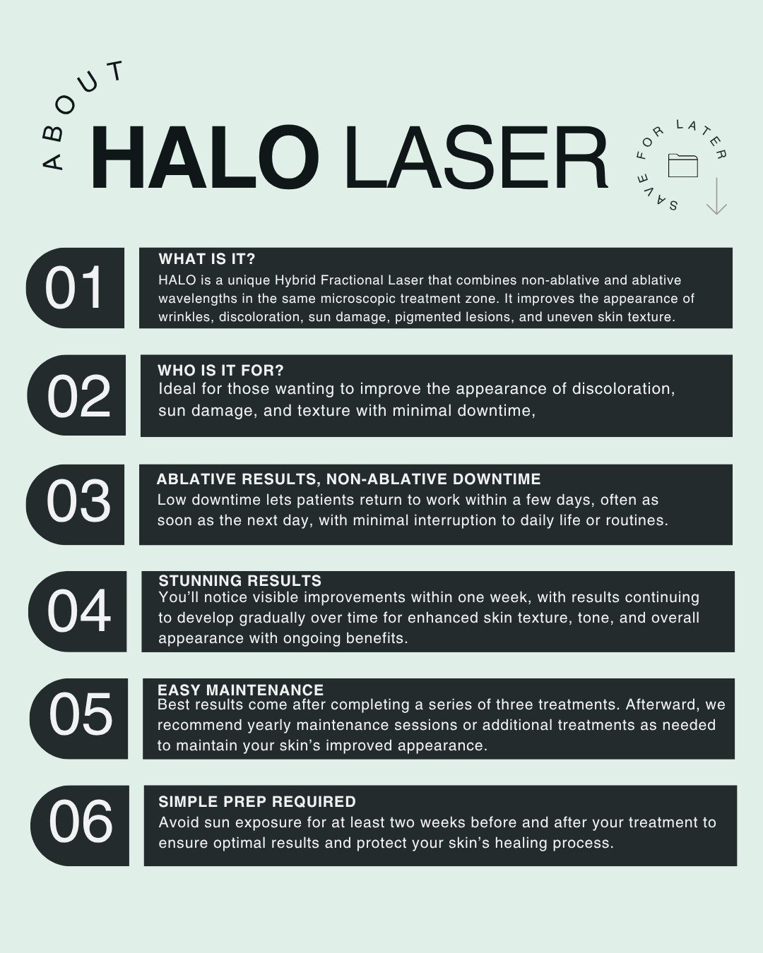About HALO Laser ✨

Looking for smoother, brighter, healthier-looking skin with minimal downtime? 
HALO Laser is the first hybrid fractional laser that combines ablative and non-ablative wavelengths to address multiple skin concerns in a single treat