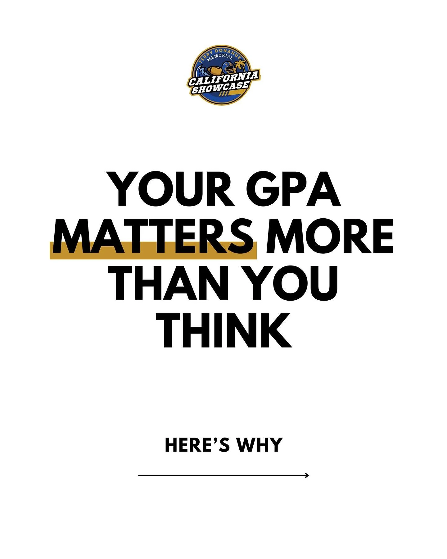You can be the fastest, strongest, and most talented on the field &mdash;⁠ but if your grades aren&rsquo;t right, schools can&rsquo;t recruit you.⁠
⁠
Keep your head in the books and on the ball. That&rsquo;s how you open doors &mdash; to scholarships