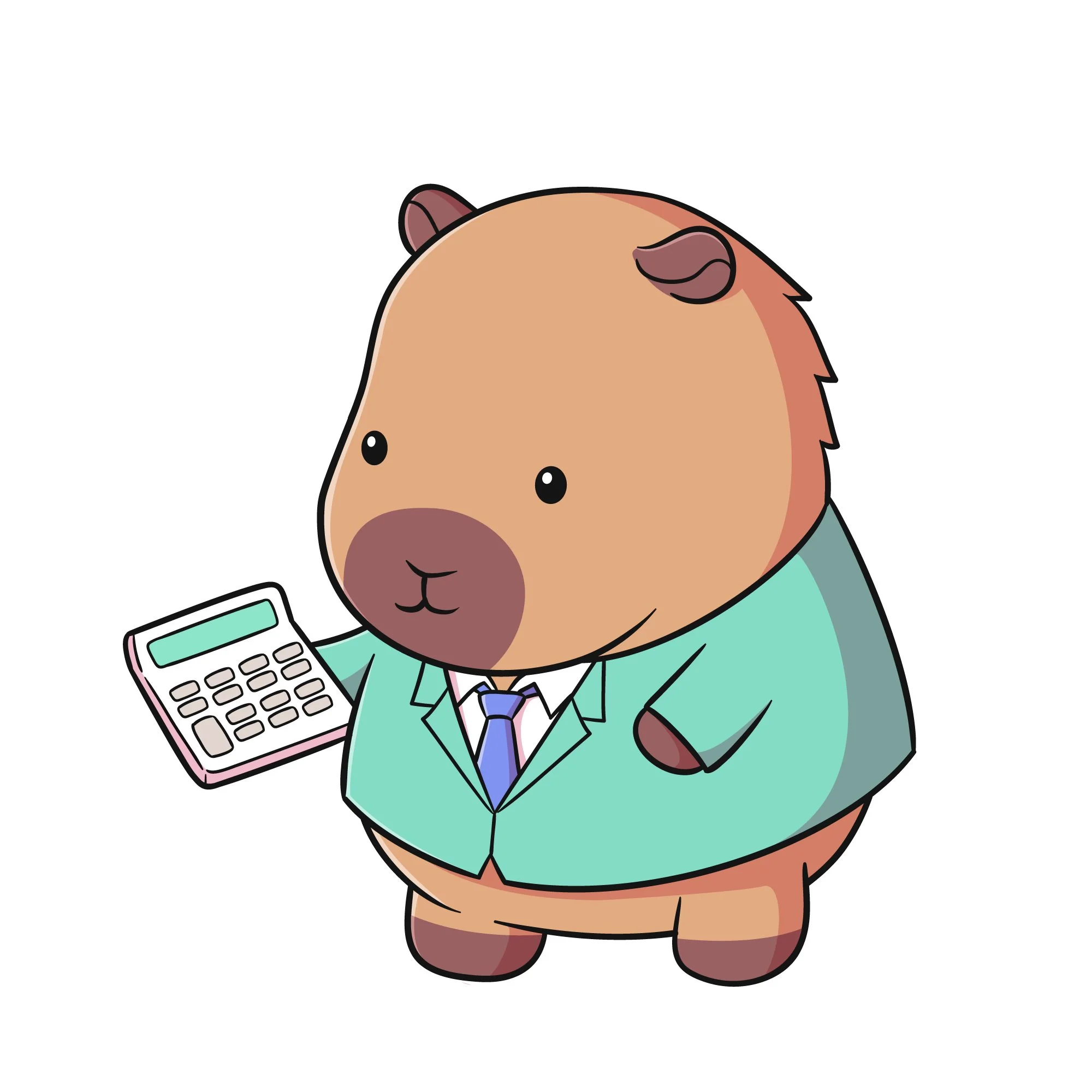 capybara holding a calculator
