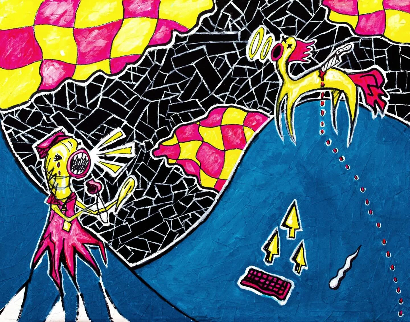 For my last takeover post, I&rsquo;ll highlight some recent work that deals with technology, hyperreality, and trauma. Still working out exactly what this series will look like but I wanted to share some initial paintings on paper mached surfaces, as