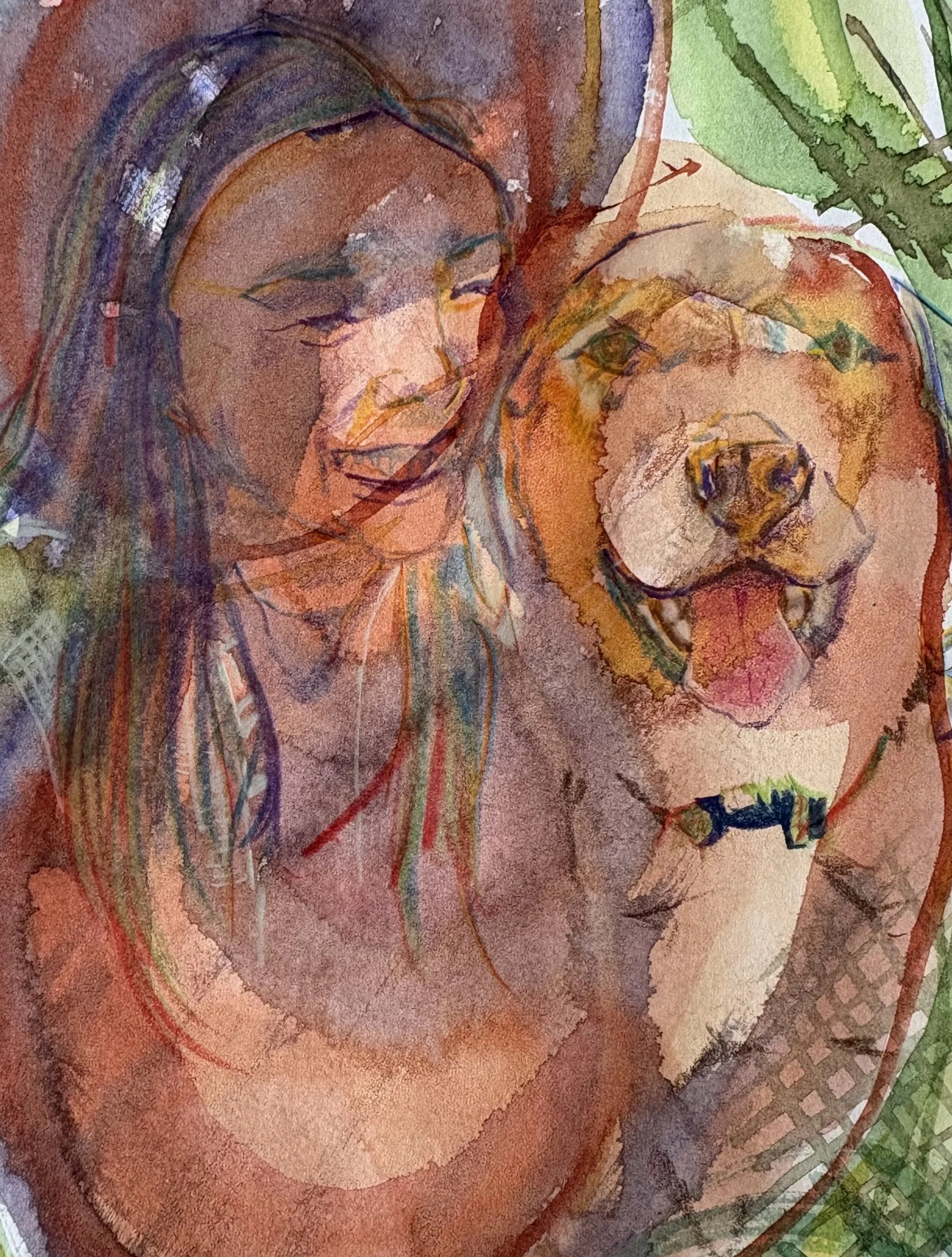 Experimental play in sketchbook, mixed media, "Fur Baby" 