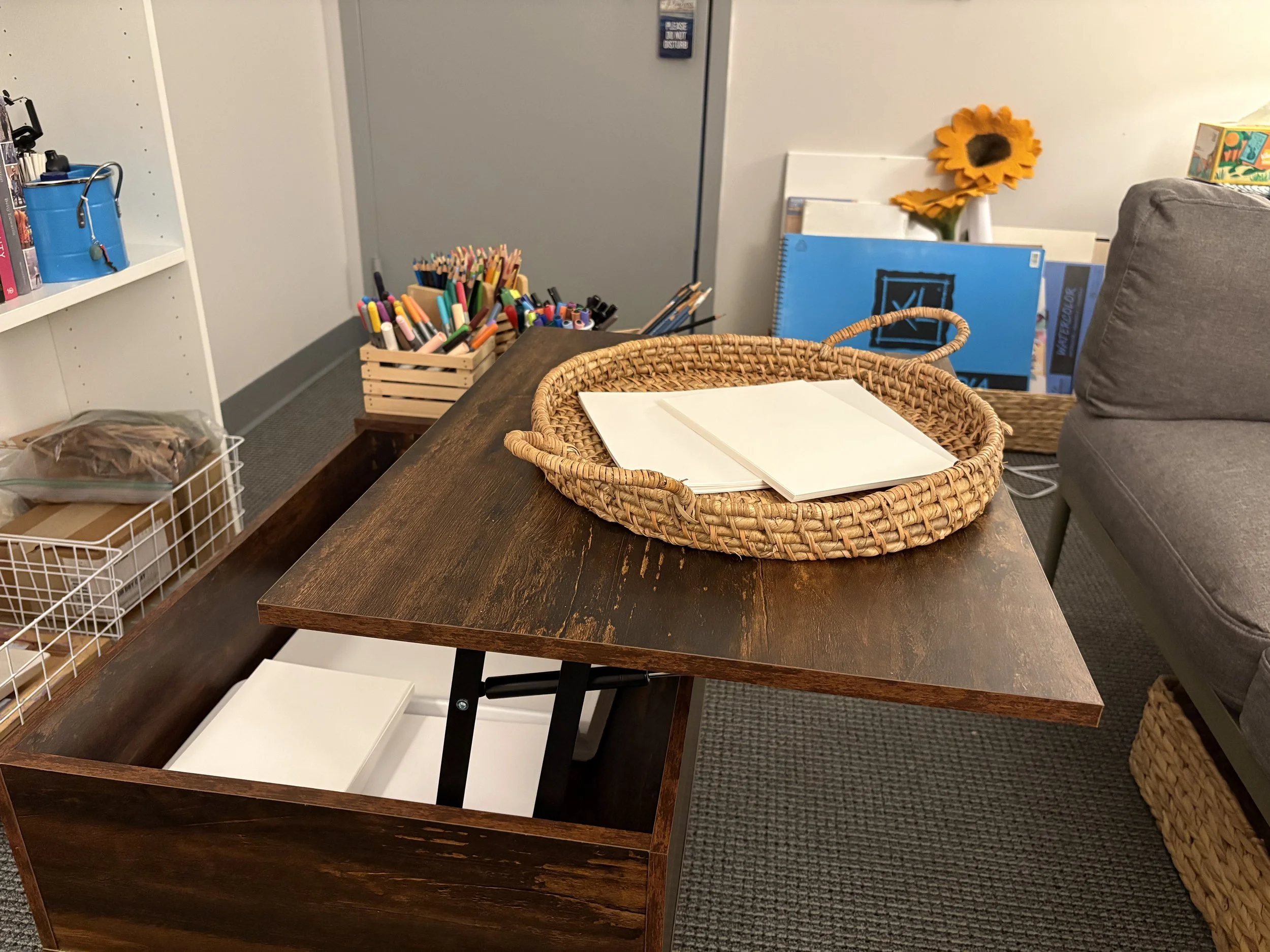Folding art tabletop available for flexible use, ease of movement, and mobility needs.