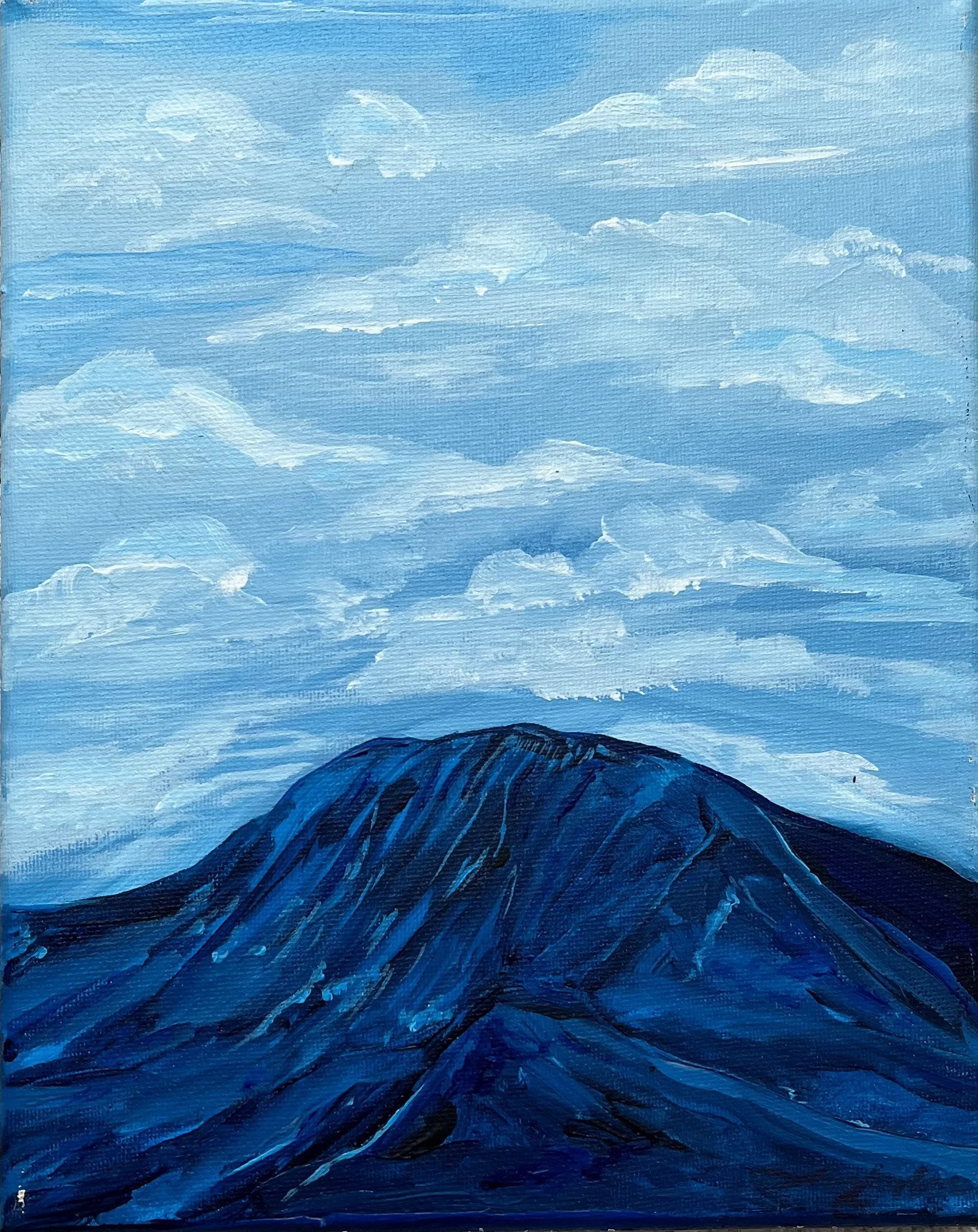 Acrylic Painting, 8x10, a gift for a friend from Indonesia, "The Mountain" 