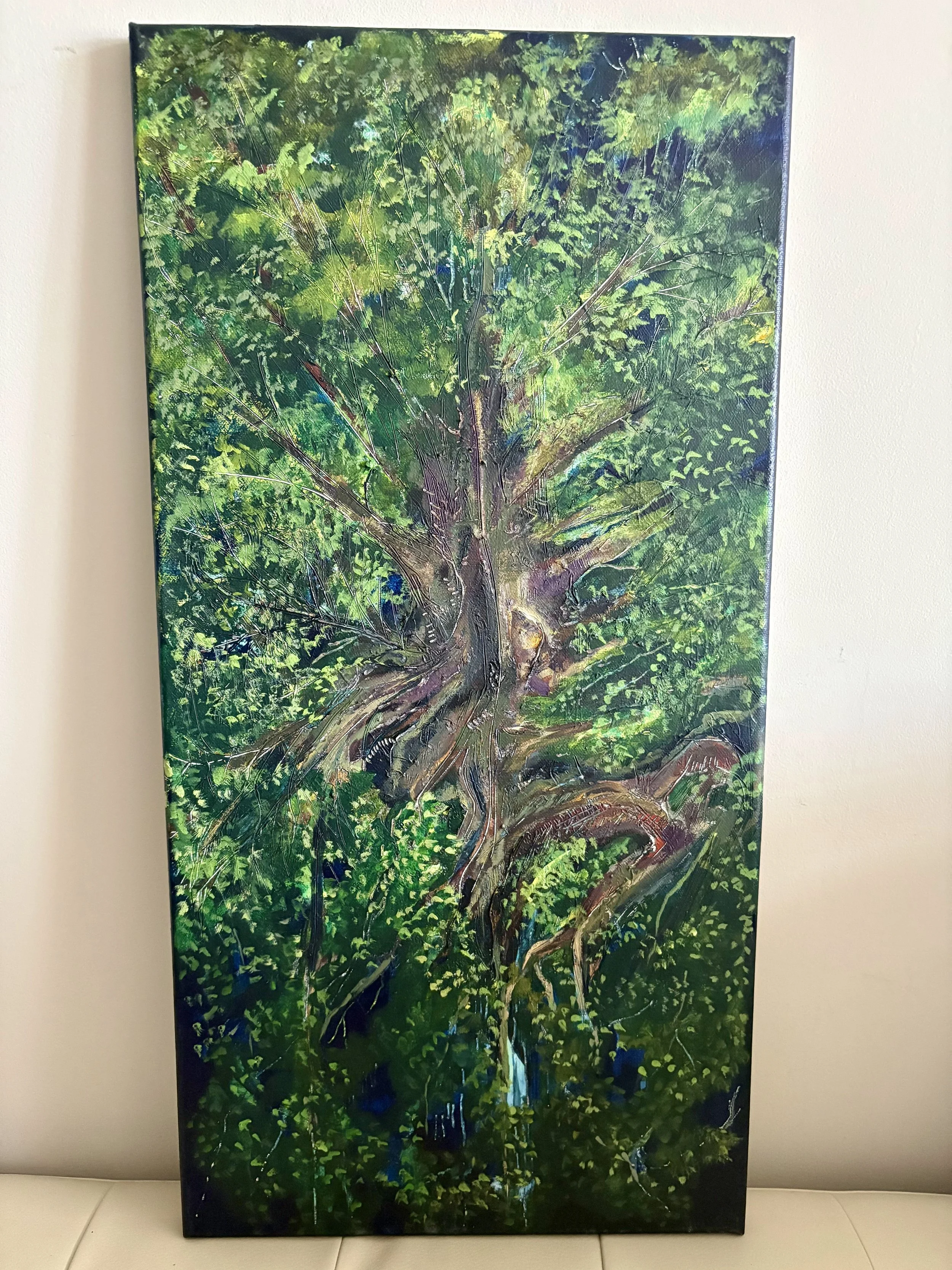 2024, "Hidden" , 24x12, Acrylic on Canvas, Finished canvas edges 