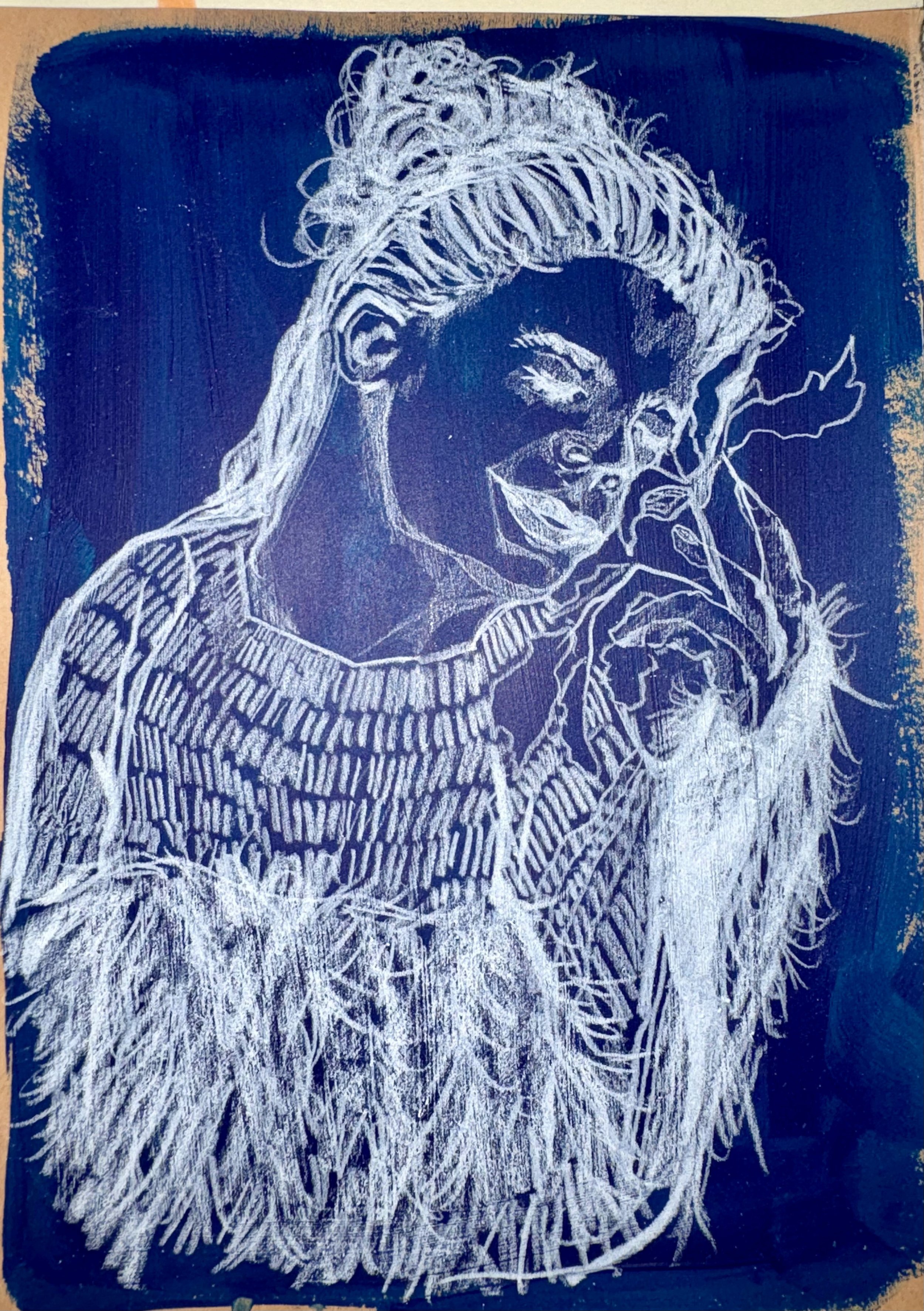 "Deep Rest", sketchbook exploration using colored pencil and acrylic paint. This study explores themes of processing, restoration, and the idea that rest can be a productive and healthy adaptive response. Created through a process-based approach, the