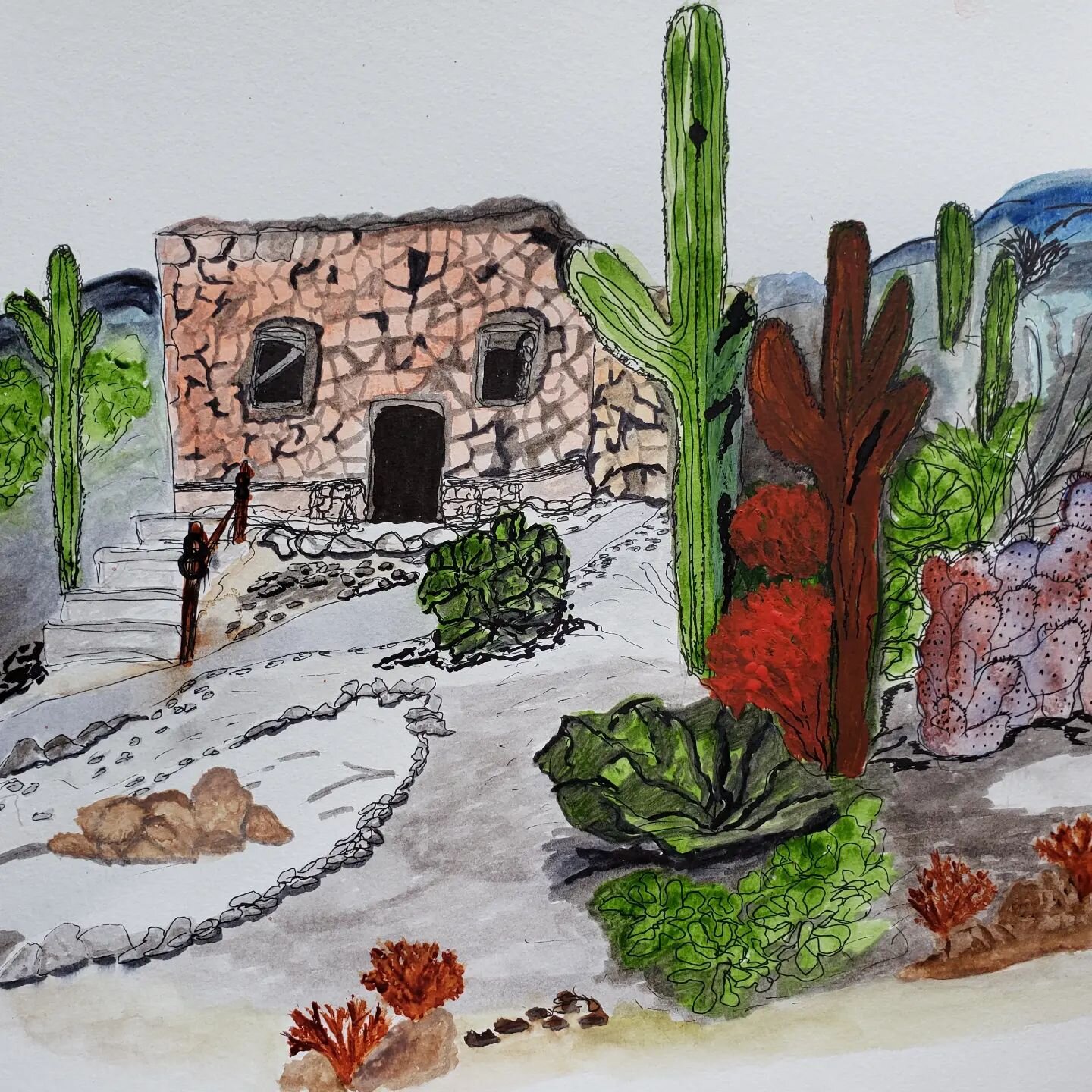 Just finished a week-long, watercolor-and-pen sketching class at Tucson's Tanque Verde Ranch.  All works had to be completed in 7 hours.  Loved the challenge.
#madelineislandschoolofthearts #thefinerartsgalleryaz #sonoranartsleague #azphotographyalli