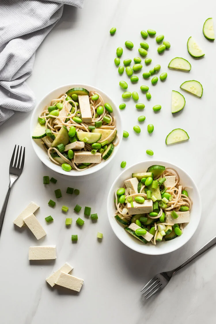 Chilled Cucumber and Sesame Noodles with Tofu