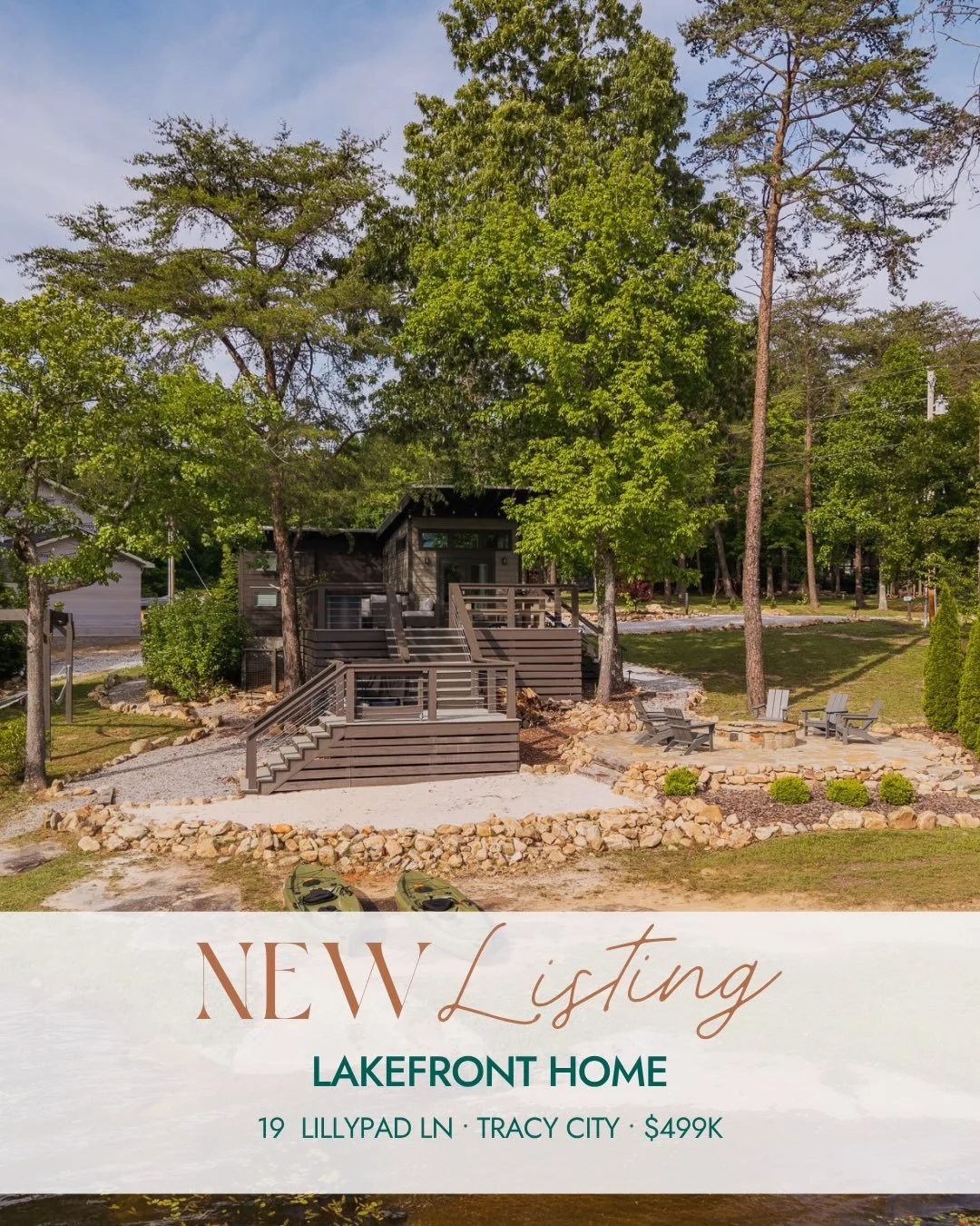 Lakefront living at 19 Lillypad Ln is here☀️
This turnkey, fully furnished retreat makes slow mornings and firepit nights effortless.

📍 19 Lillypad Ln, Tracy City TN
✨ 561 sq ft &bull; 2 bed &bull; 1 bath 
🏷️ $499,000
DM us to schedule a showing!
