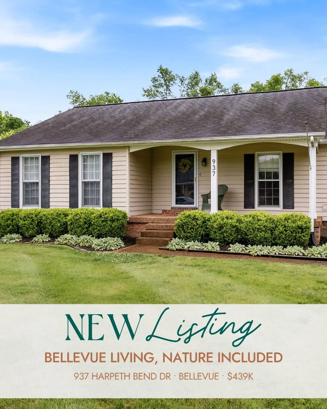 Where nature becomes part of everyday life 🌿

Peaceful views, modern updates, and room to settle in. 937 Harpeth Bend Dr is the perfect balance of comfort, convenience, and connection to the outdoors.

📍 937 Harpeth Bend Dr, Bellevue TN
✨ 1,168sq f
