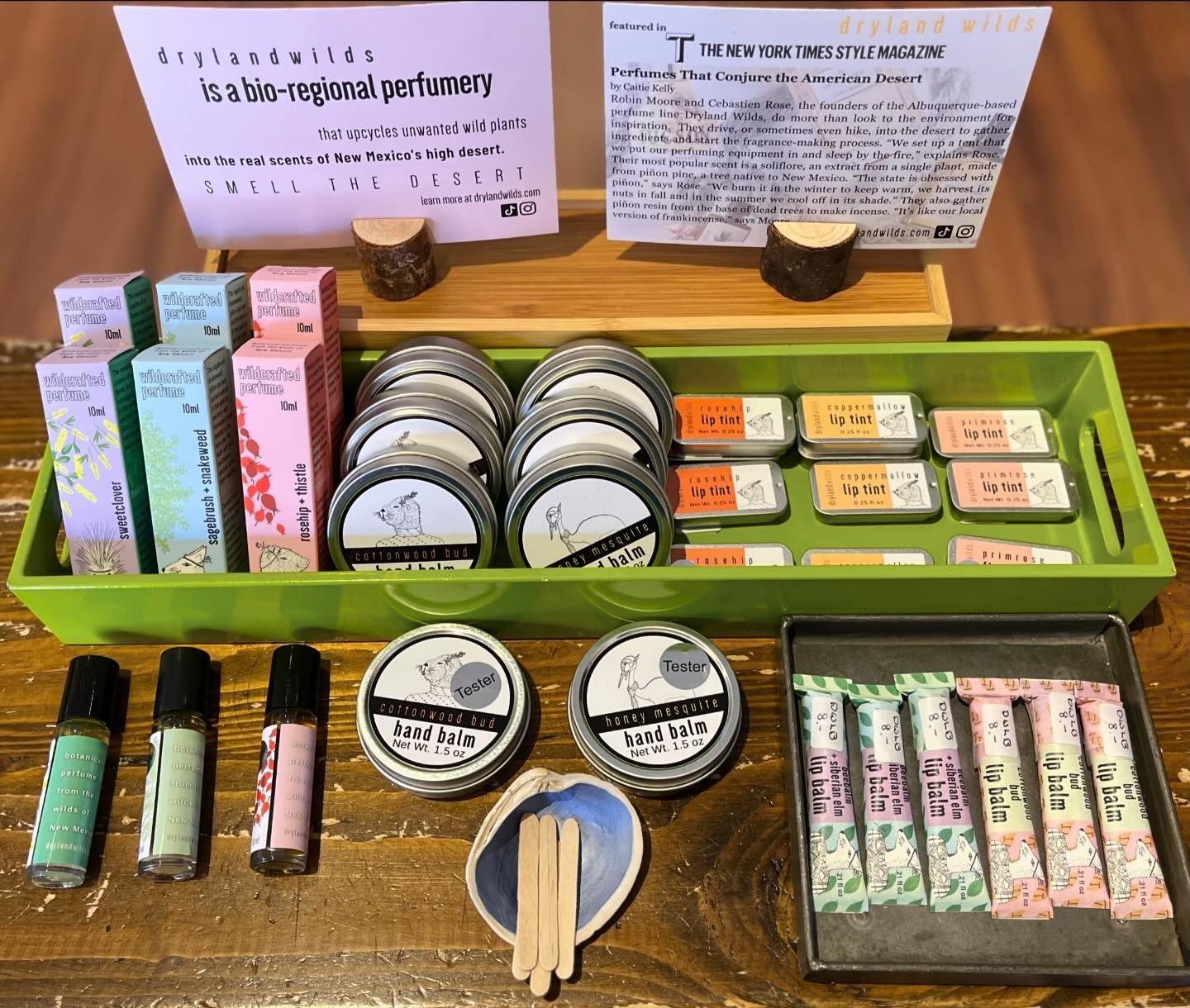 We are excited to offer Dryland Wilds handcrafted desert perfumes, hand balms and lip balms! They harvest dryland plants from NM to make their artisanal desert perfumes, practicing sustainable wild crafting! #newarrivals #drylandwilds #desertperfume 