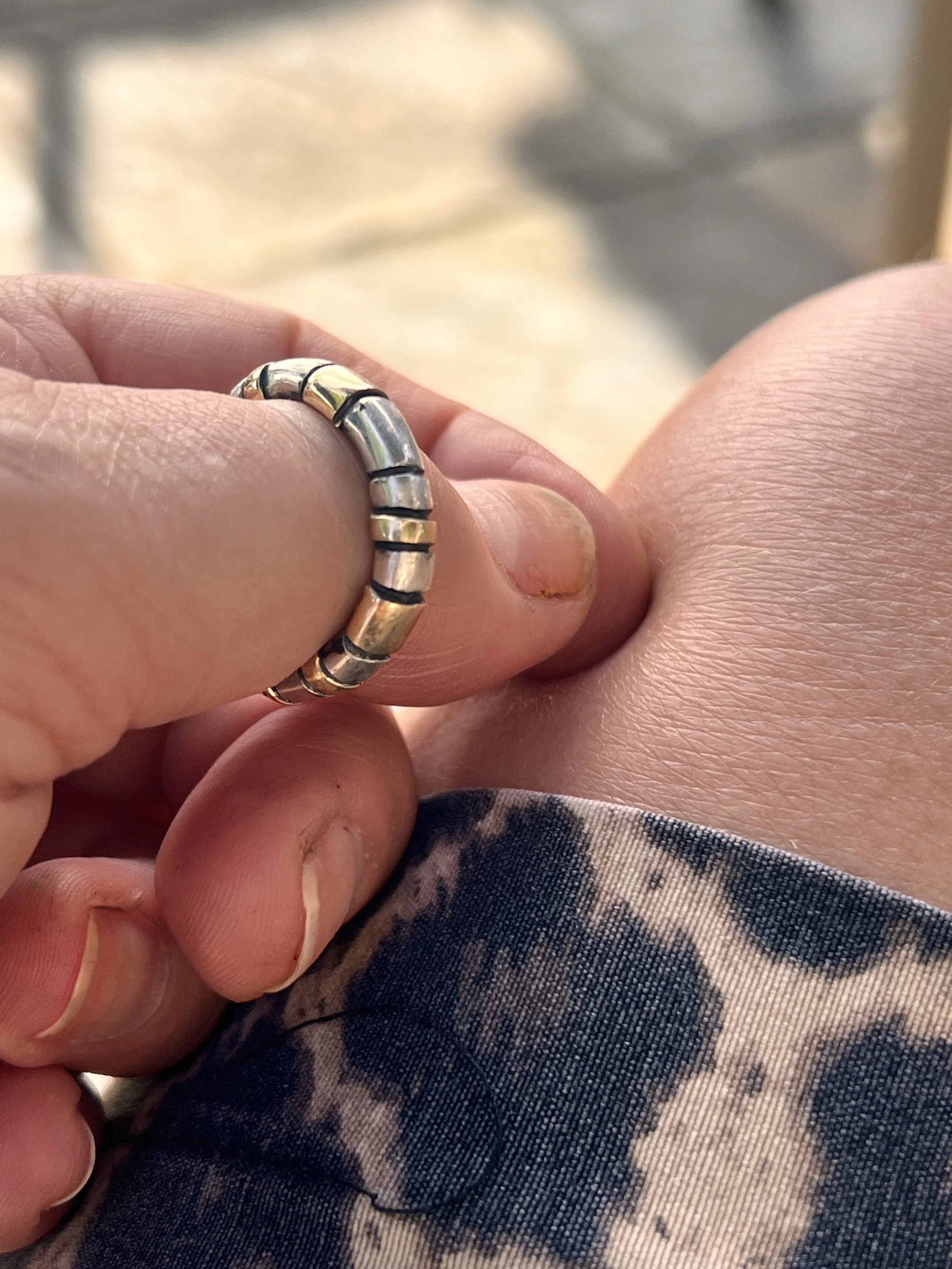 Gold and silver stripy ring